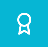 Icon of a medal or award ribbon on a blue background
