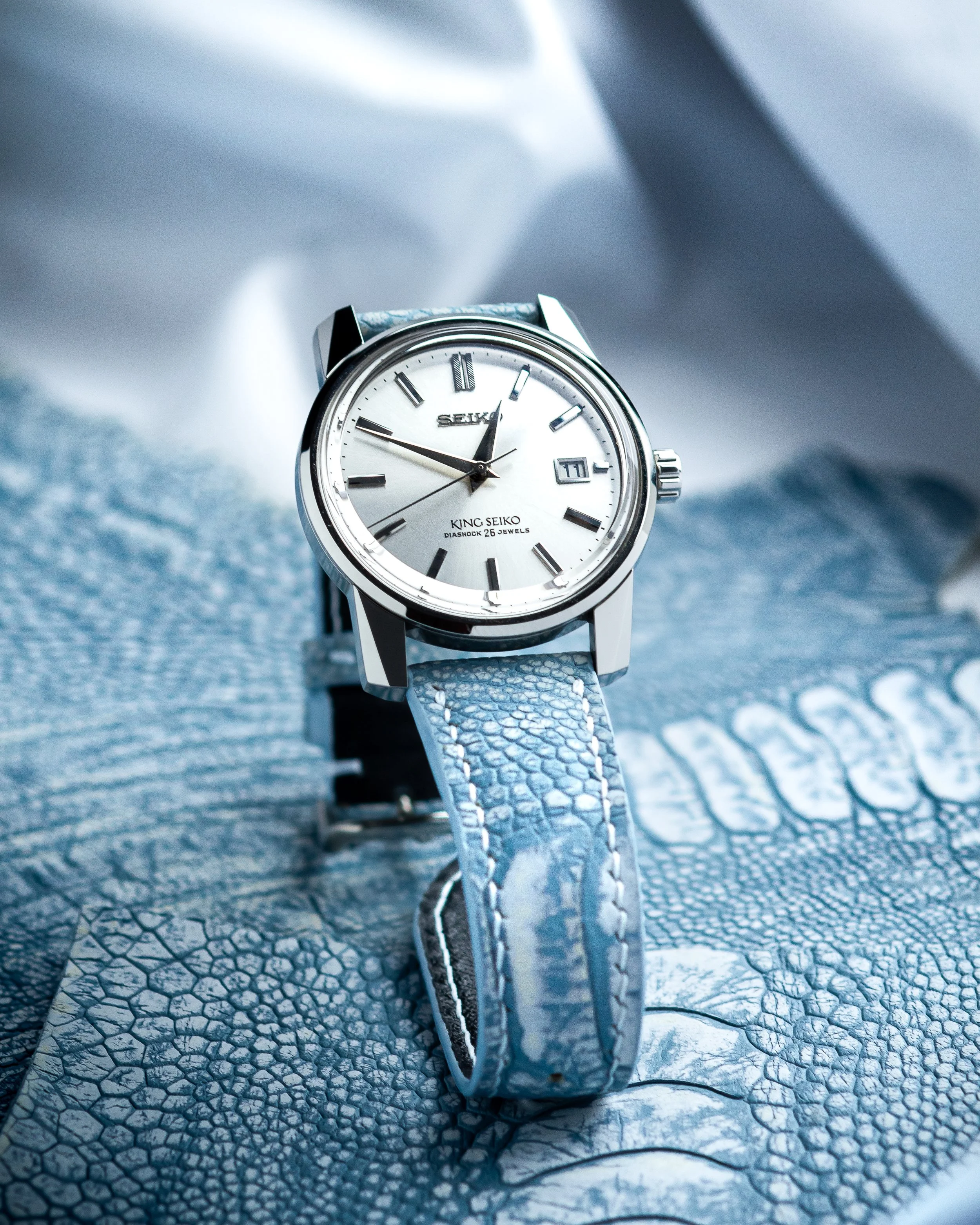 Ice blue ostrich nubuck for the King Seiko