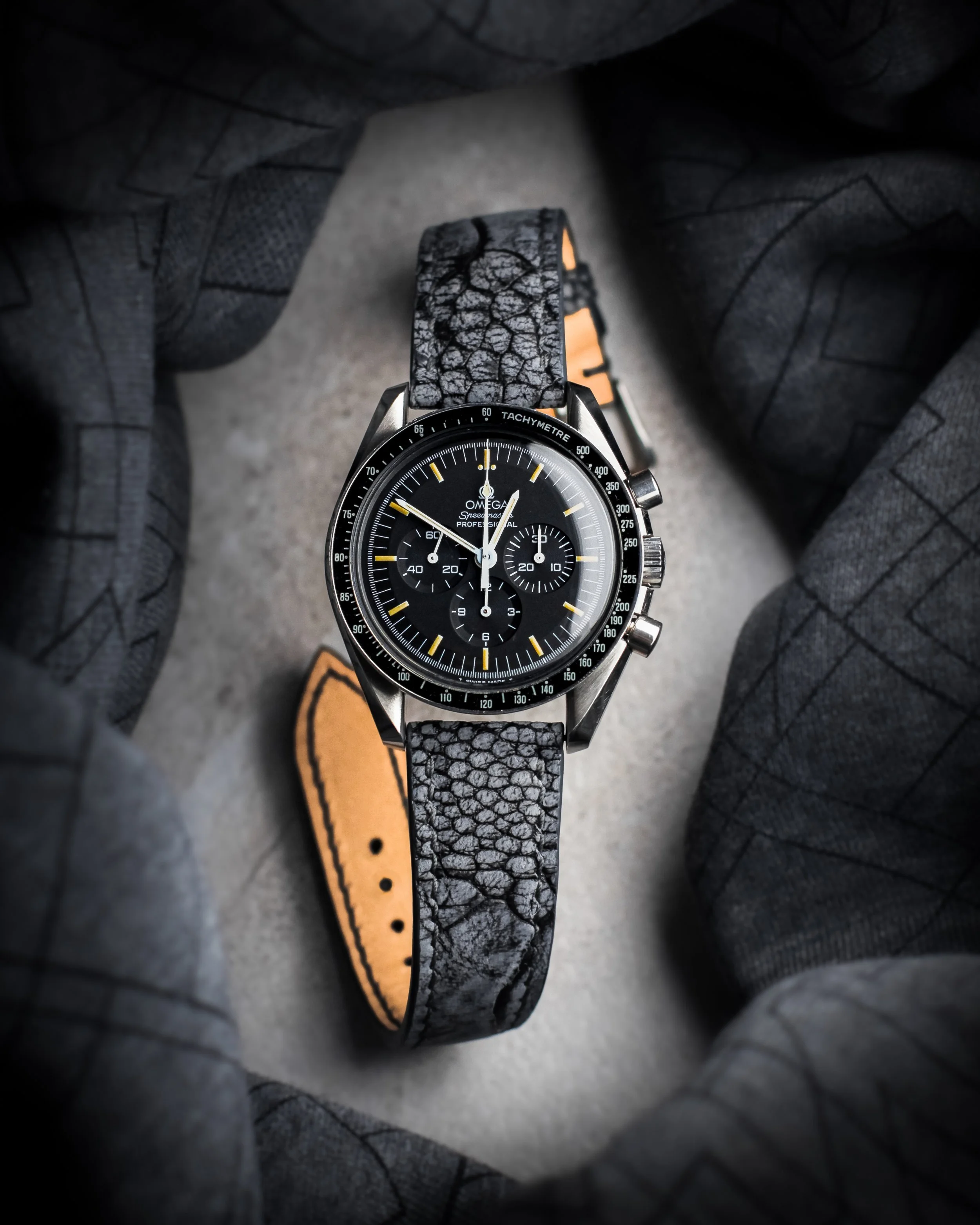 Charcoal Ostrich nubuck for the Speedmaster Pro