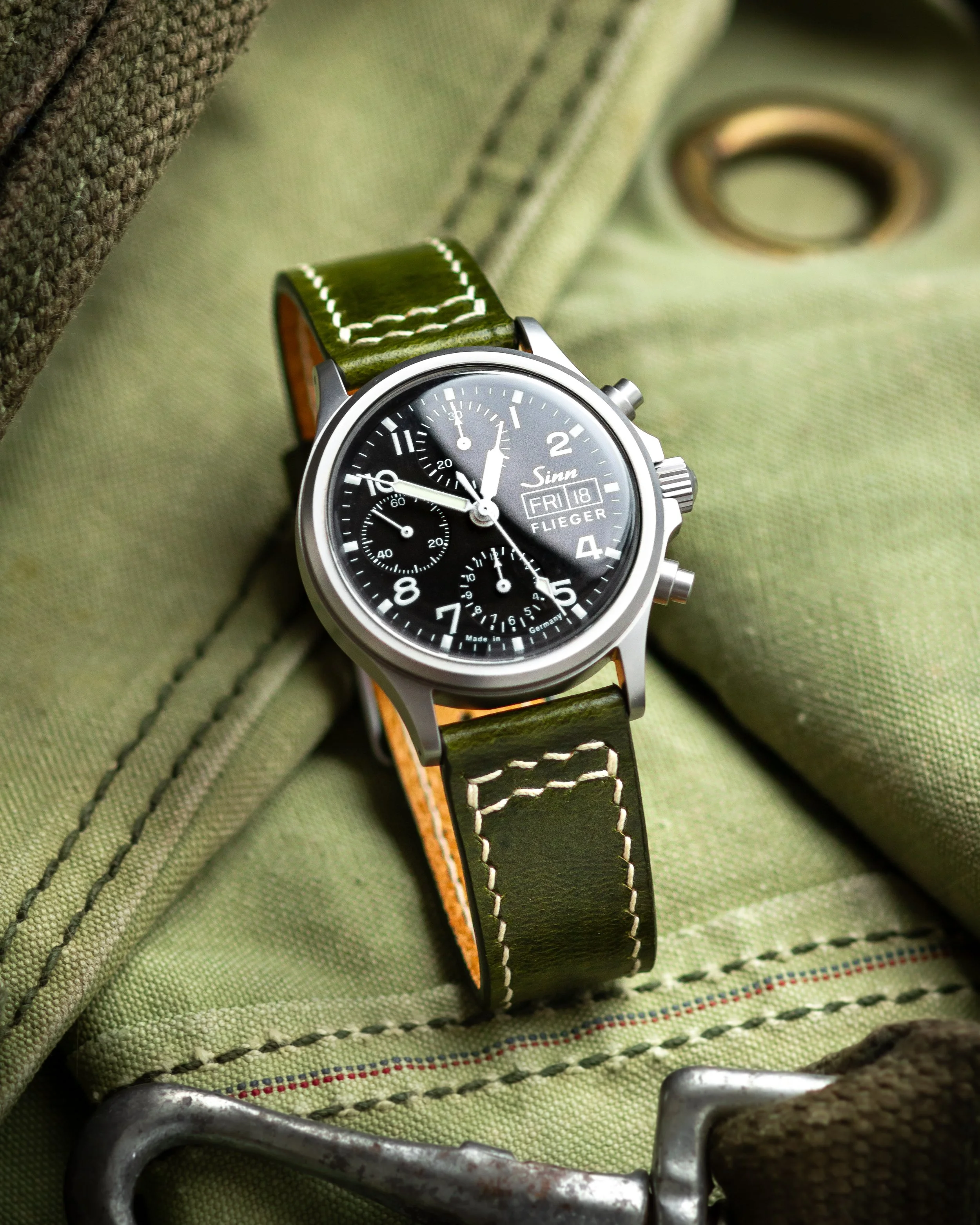 Custom dyed green leather for the Sinn 356