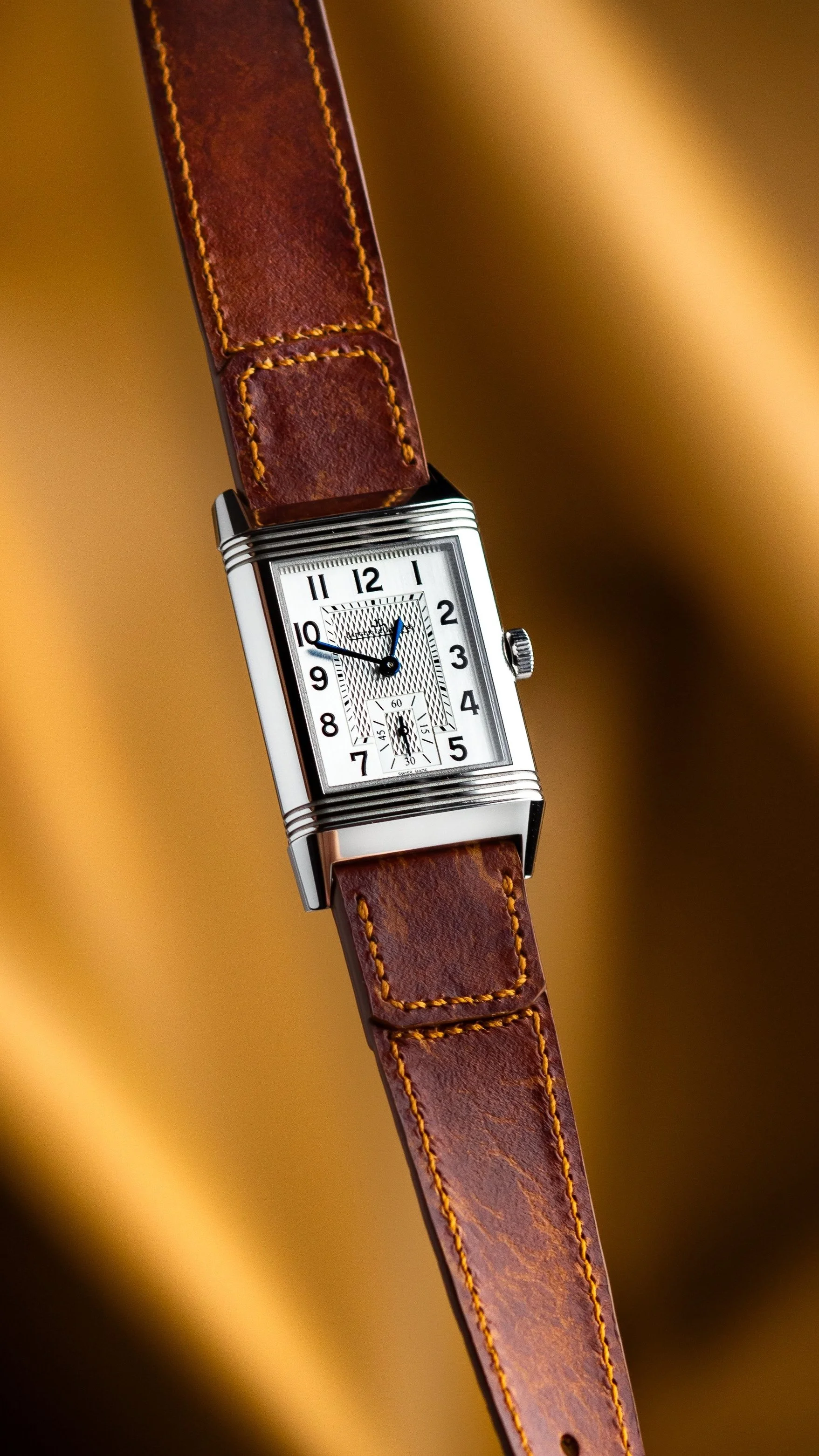 Distressed whiskey calf leather for the Reverso