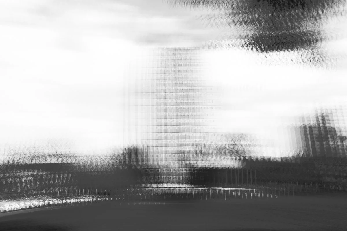 pep ventosa effect blurring a building in the fitzroy area, looks like a charcoal effect