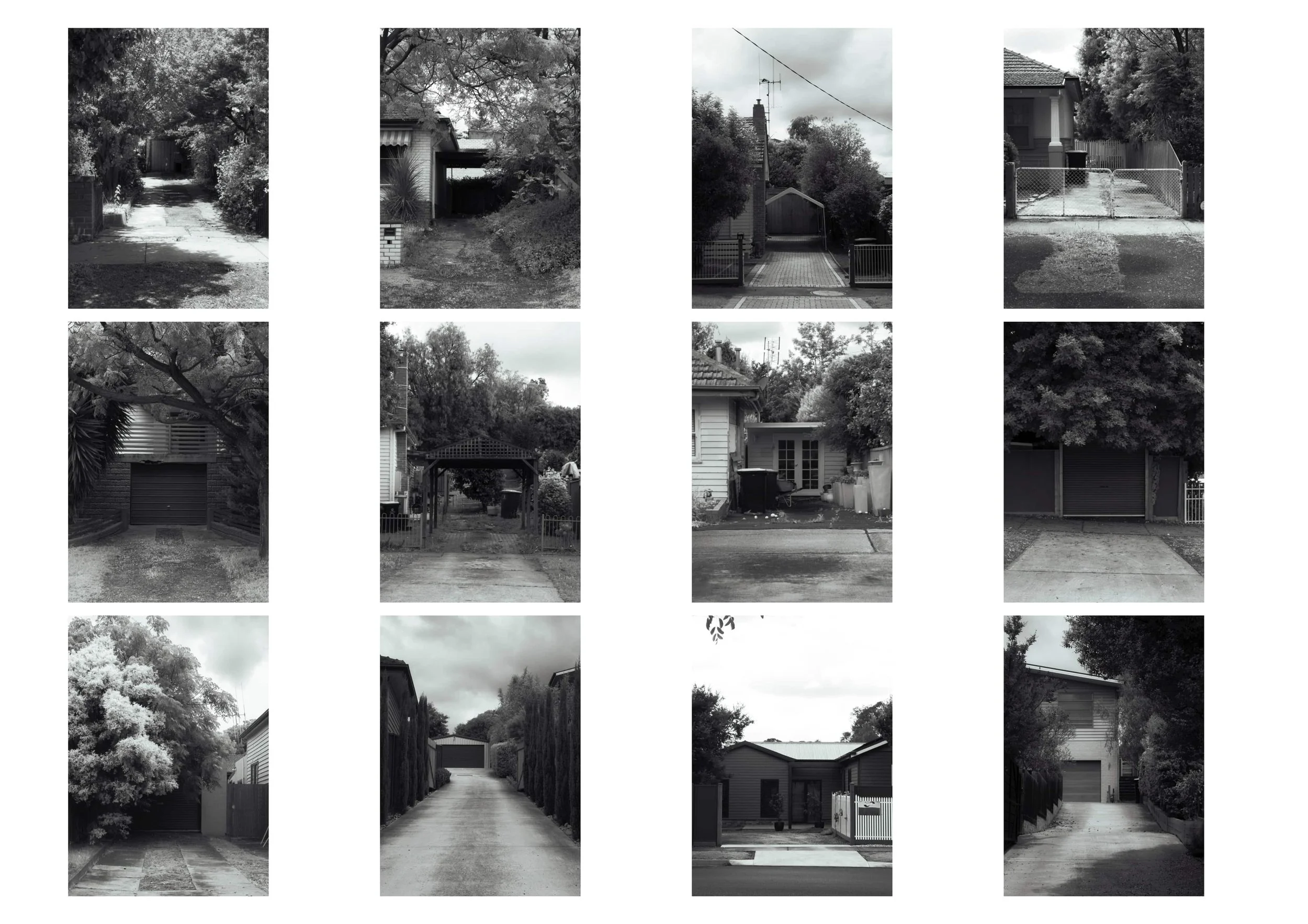 collage of different house building styles, focusing driveways