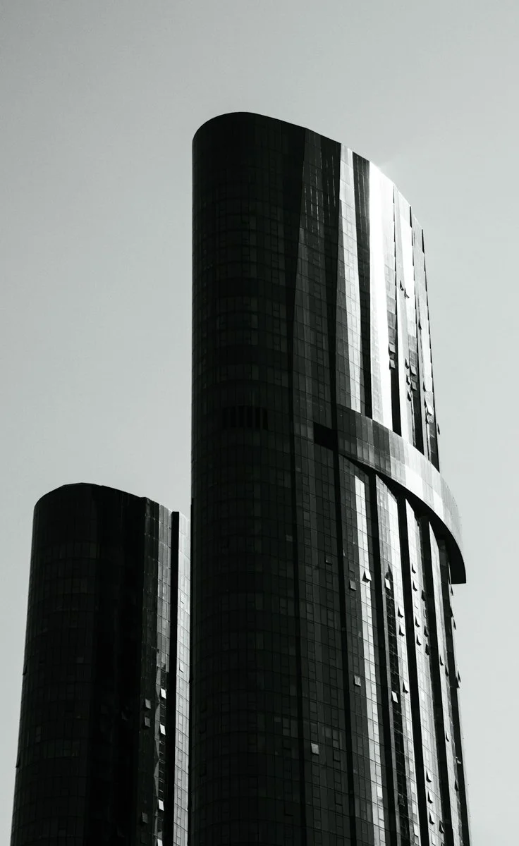 skyscraper in melbourne, black and white