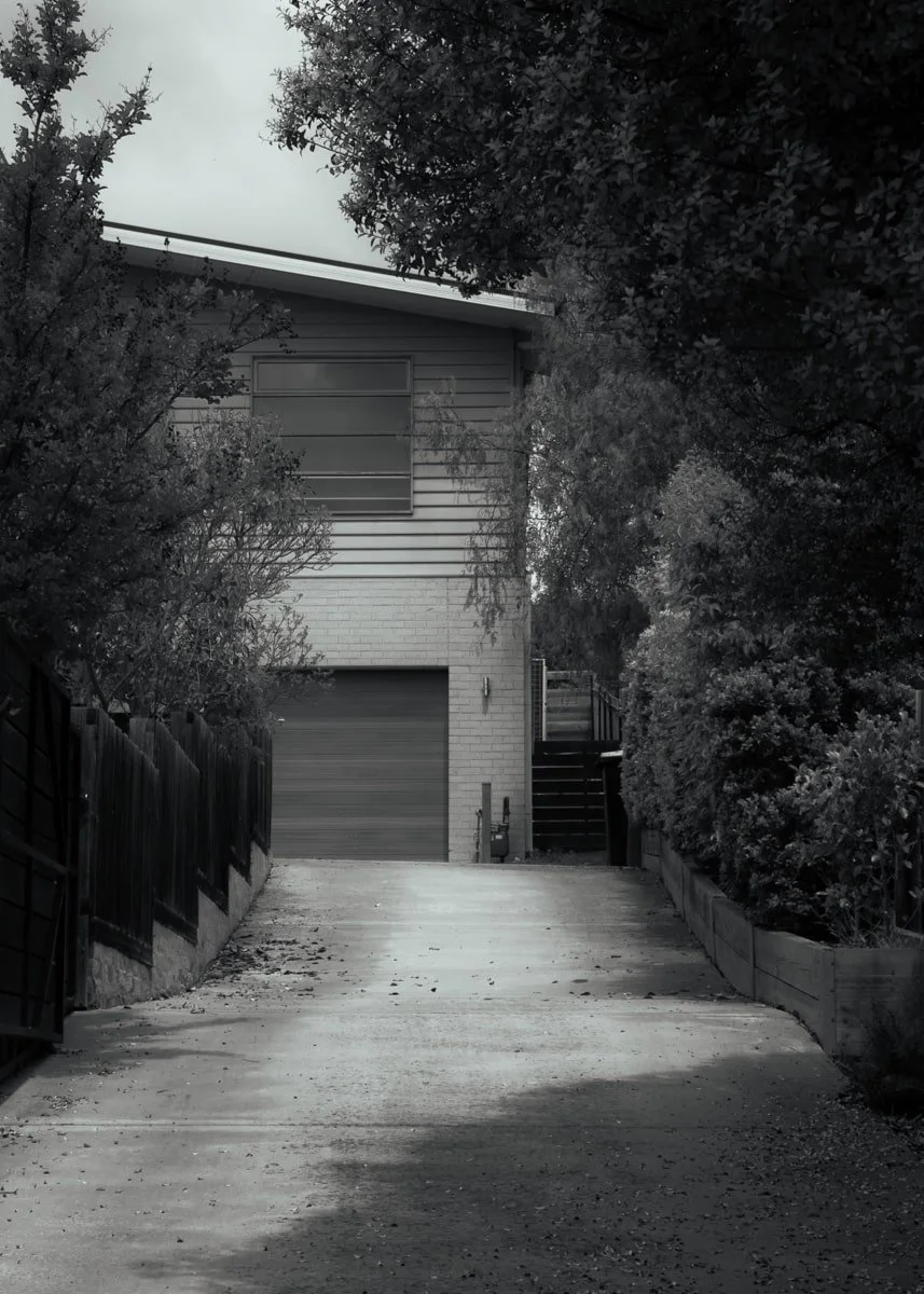 different house building styles, focusing driveways