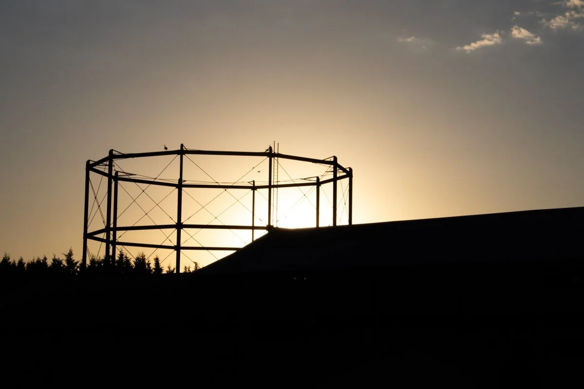 sunset of old building and tram yards