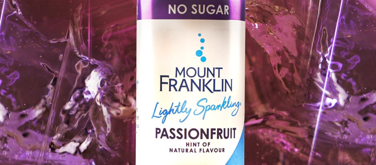 detail shot of passionfruit flavour in water background