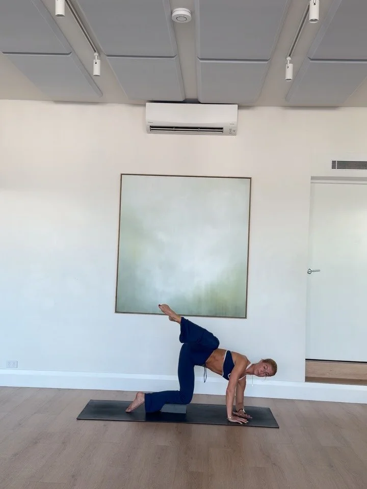 PILATES MOVES WITH THE BLOCK 🔥

A few moves I taught in my class today using the block to add challenge to balance , depth and stability 

- fire hydrant to kick 
- turn out pulse with hand reach 
- side toe tap hover ( feet on block ) 
- leg extens