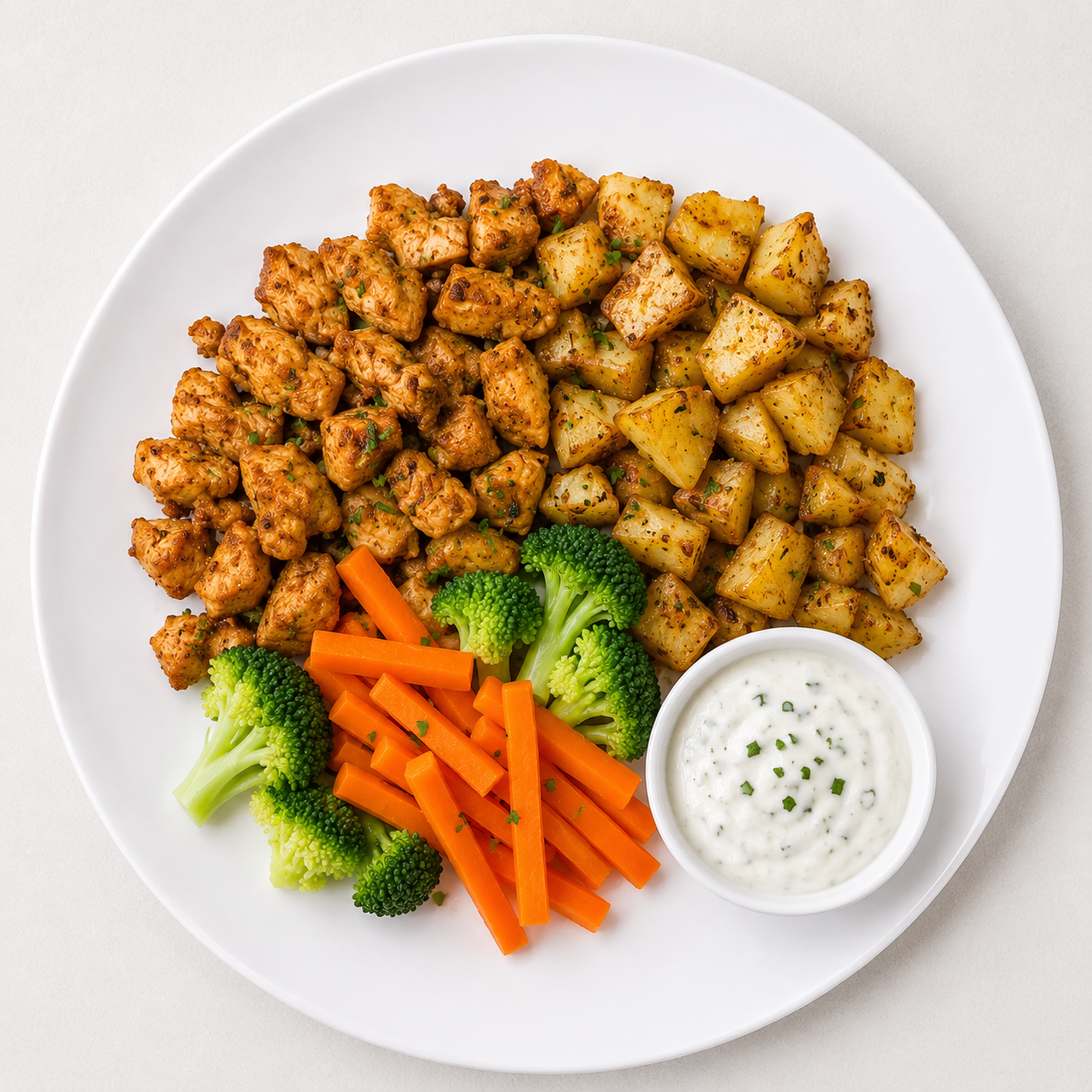 Chicken and Roasted Potatoes W/Garlic Yoghurt Sauce
