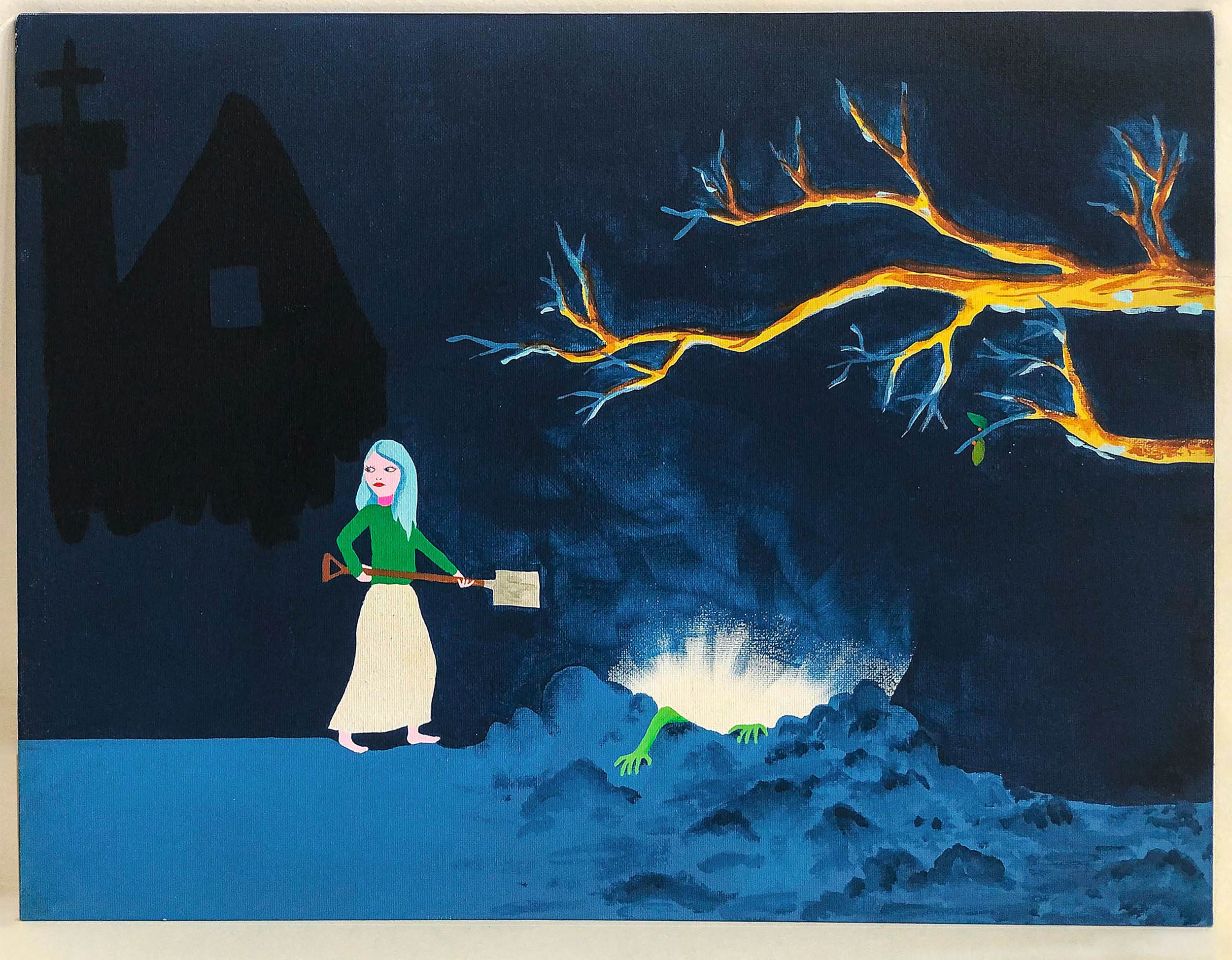Y Twll, acrylic on canvas, 46 x 36 cms, 2020