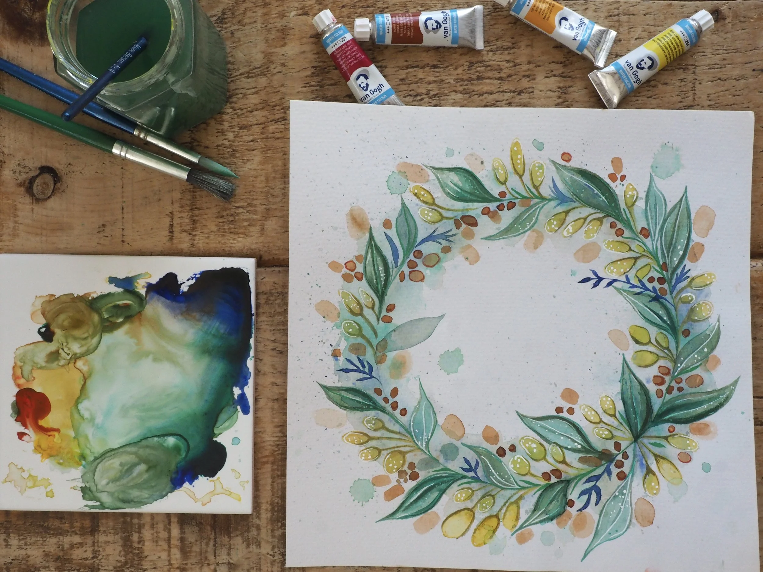 Watercolour Autumnal Wreath Painting Workshop