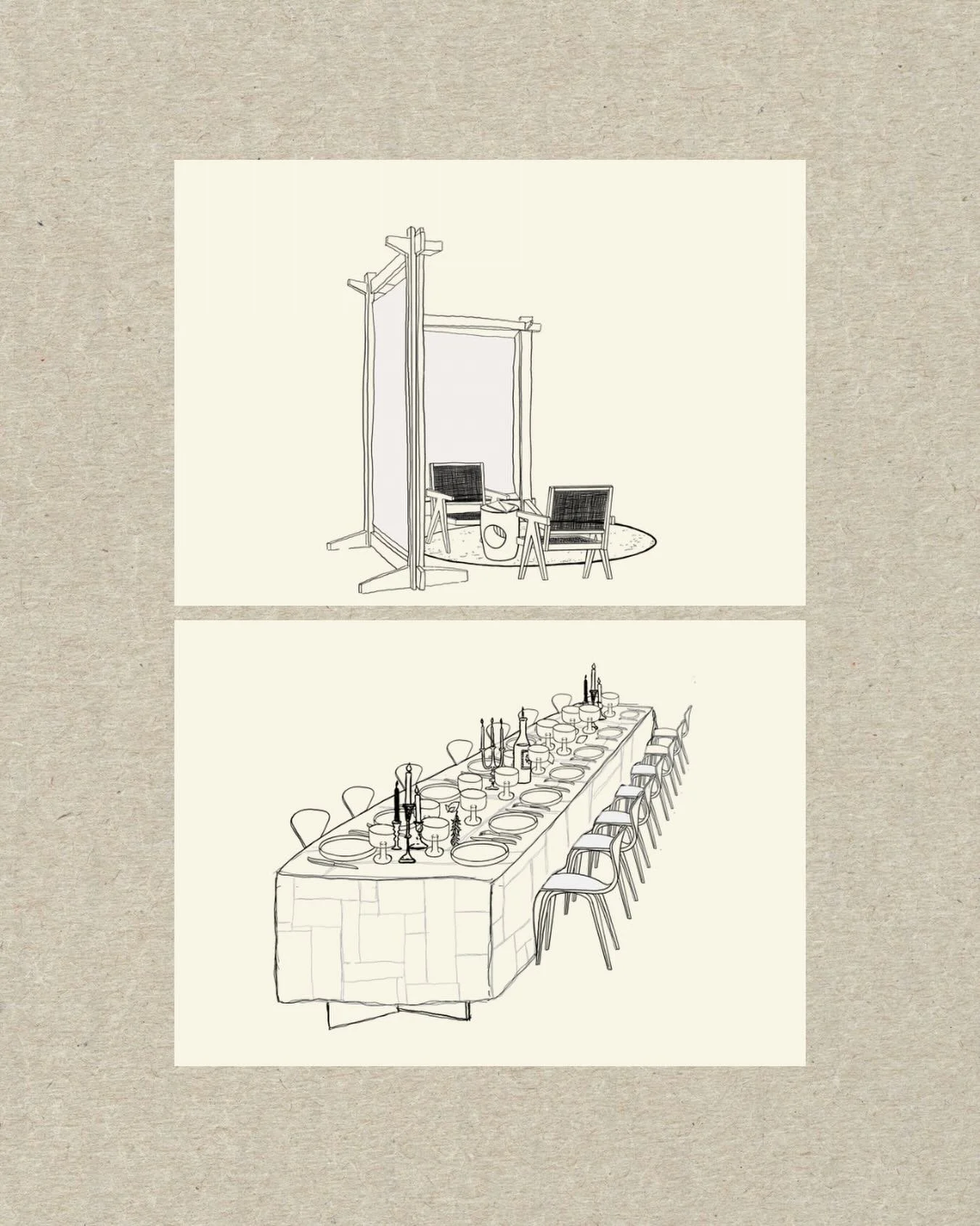 01 &mdash; ESQUISSE
Everything starts with a single line. Capturing the space and setting the first intentions through sketches and atmosphere.
From the first stroke to the final reveal, we bring your vision to life.

Drawings @carlablondeau_architec