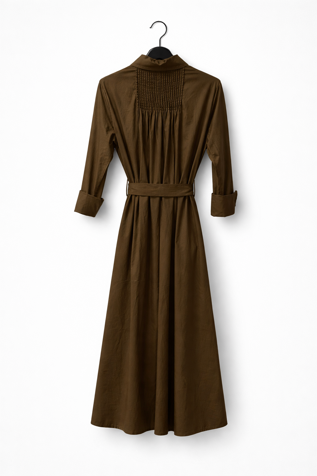 Robe Chemise Longue Ceinturée - Brun Chocolat 2.png