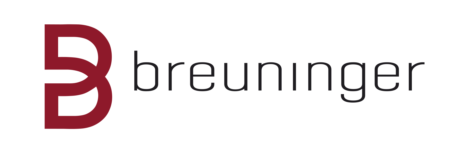 Logo des Breuninger Modehauses, bestehend aus einem großen roten B und dem schwarzen Schriftzug 'breuninger'