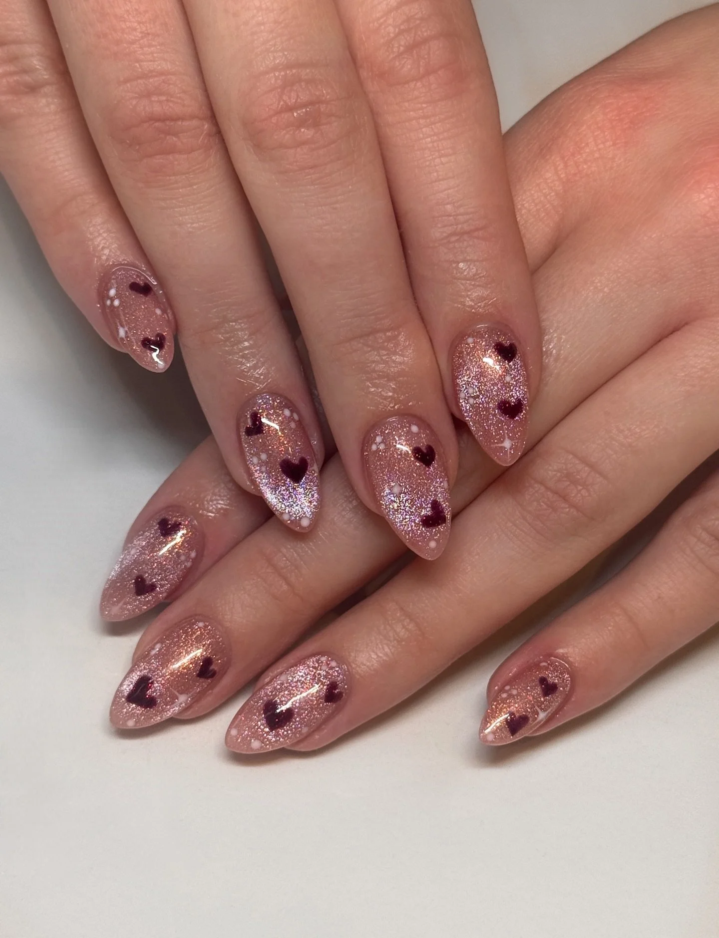 Cat eye colour with sprinkles of hearts ✨💕

Service: Any service + complex design 30min
📍 34 Harlestone Road, NN5 7AG
📲 Book your next set via the link in bio

#nail #nailsnailsnails #nailsdesign #nailsart