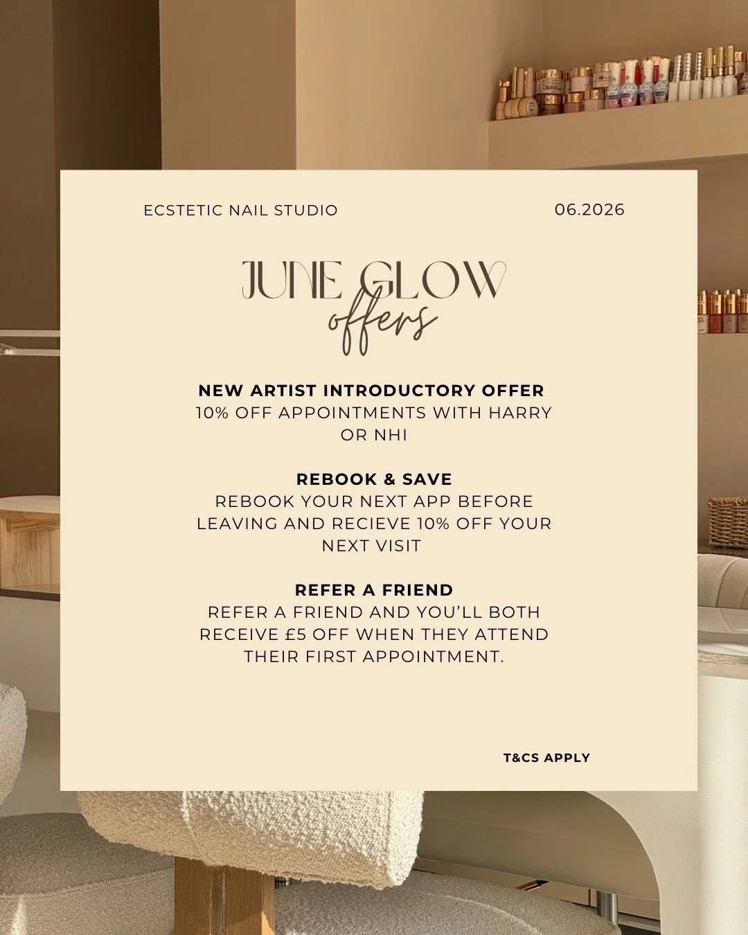 Our June Offers Are Here! 🥳🌸

Take advantage of our exclusive June offers and treat yourself this summer. It&rsquo;s the perfect season to invest in a little self-care and feel your best.

At Ecstetic, we offer a selection of complimentary beverage