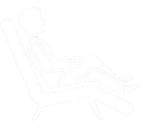 Graphic showing a client relaxing comfortably during a non-invasive, fully-clothed pelvic floor stimulation session on the Ultra Tesla Chair.