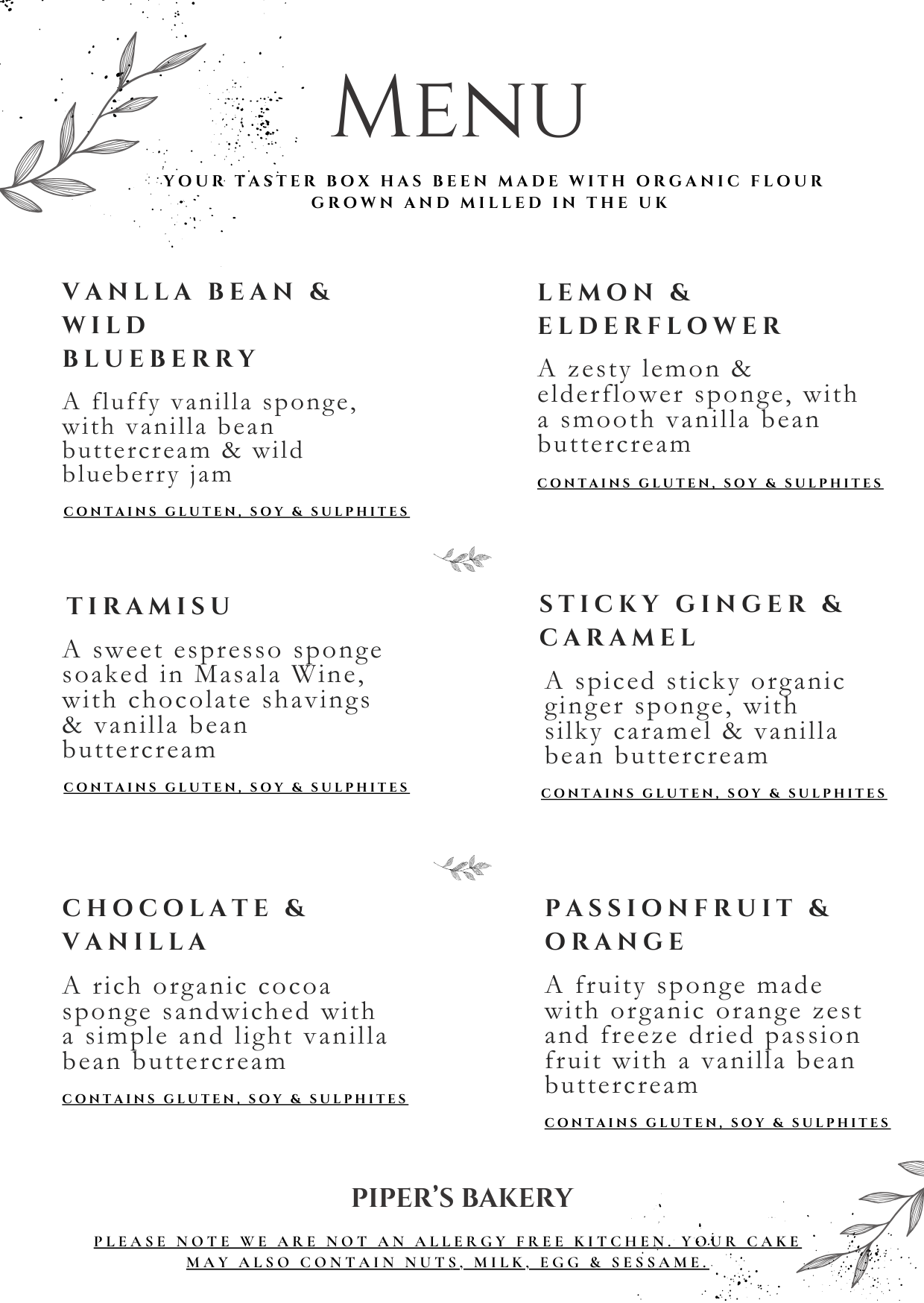 Order your vegan wedding cake taster box and have it delivered straight to your door, featuring organic ingredients