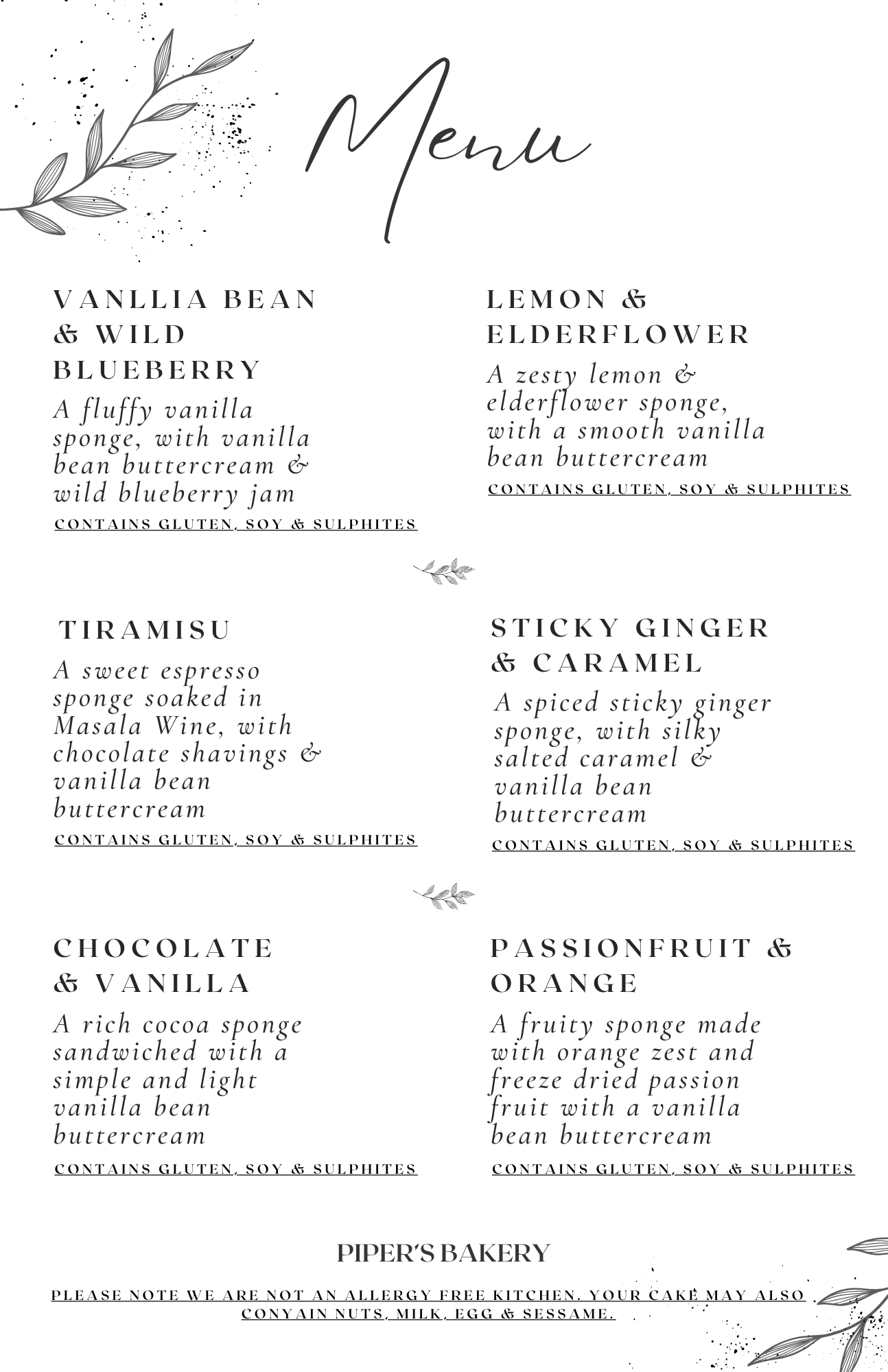 Vegan Wedding Cake Taster Menu 2026-2027 for bespoke hand painted wedding cakes in Wiltshire, Dorset, Somerset, Gloucestershire, Hampshire