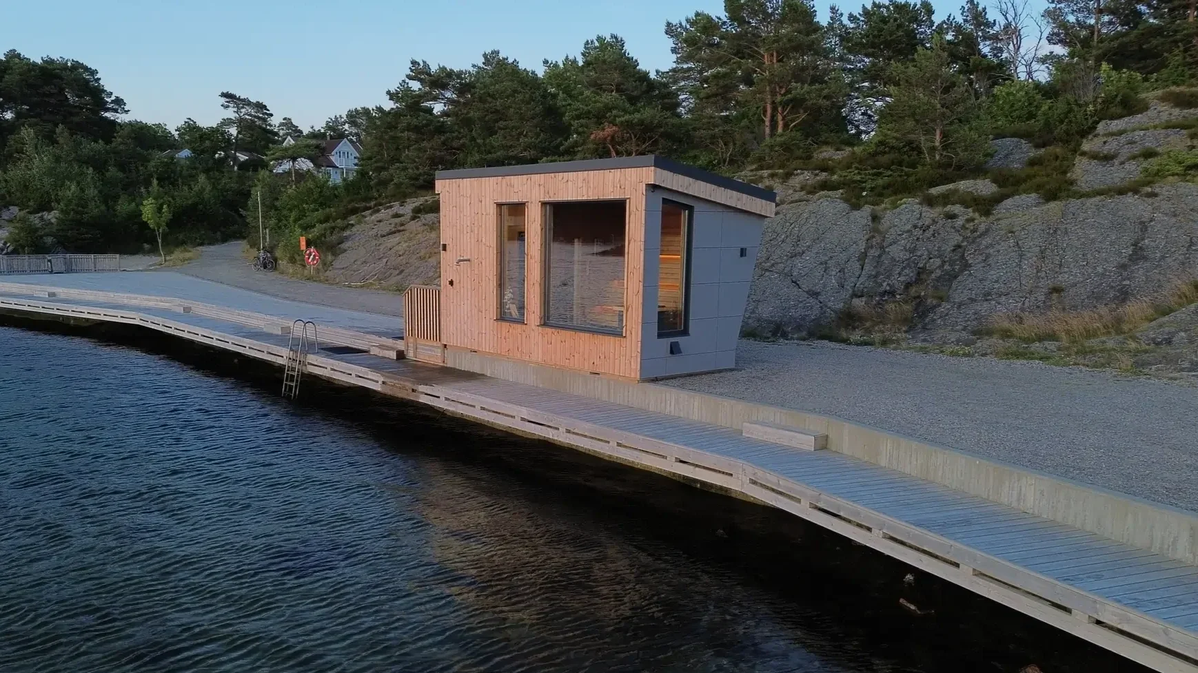 Oversiktsbilde over Saunaen i Kristiansand og brygga