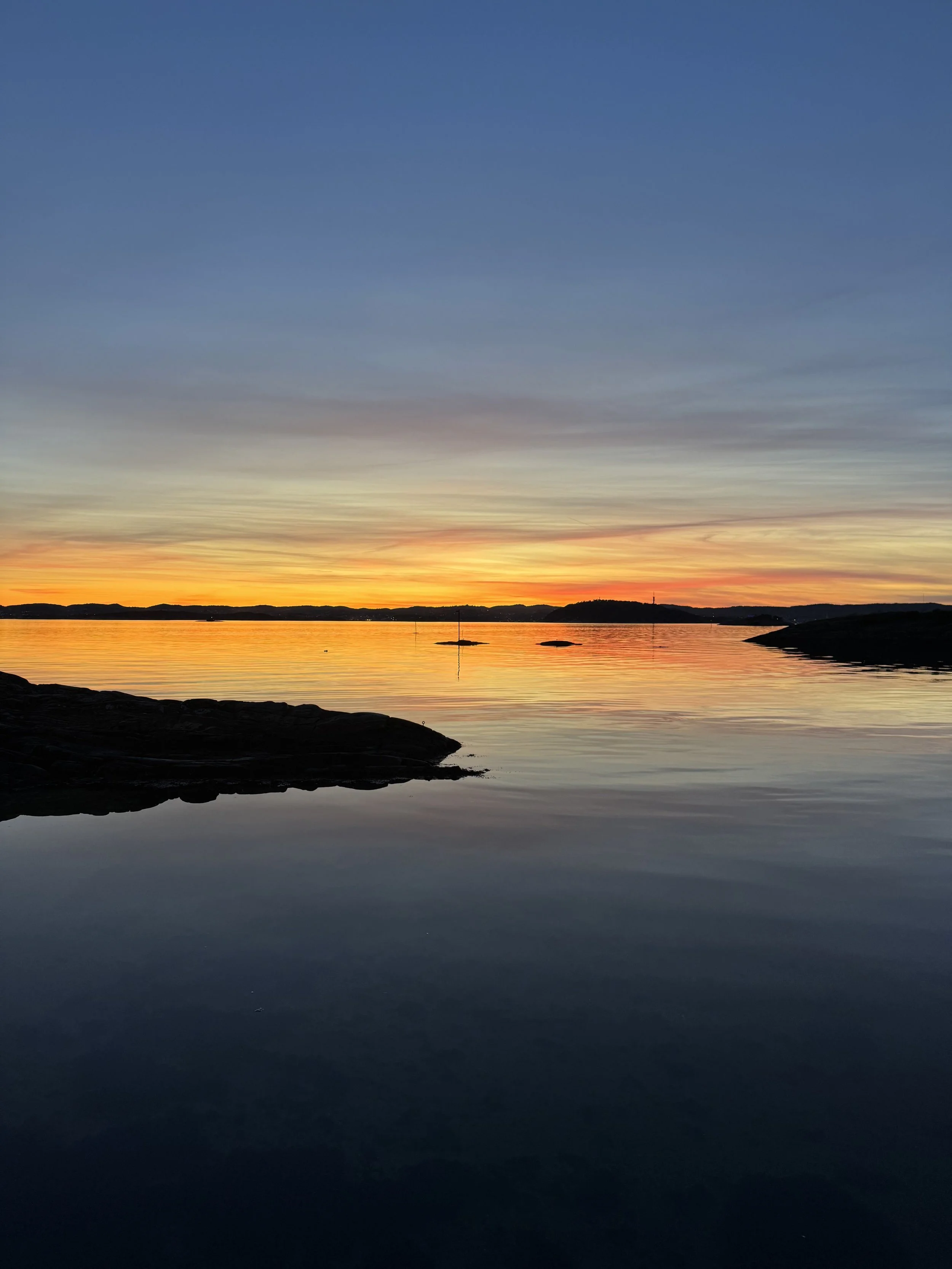 Solnedgang over skjærgården på sørlandet