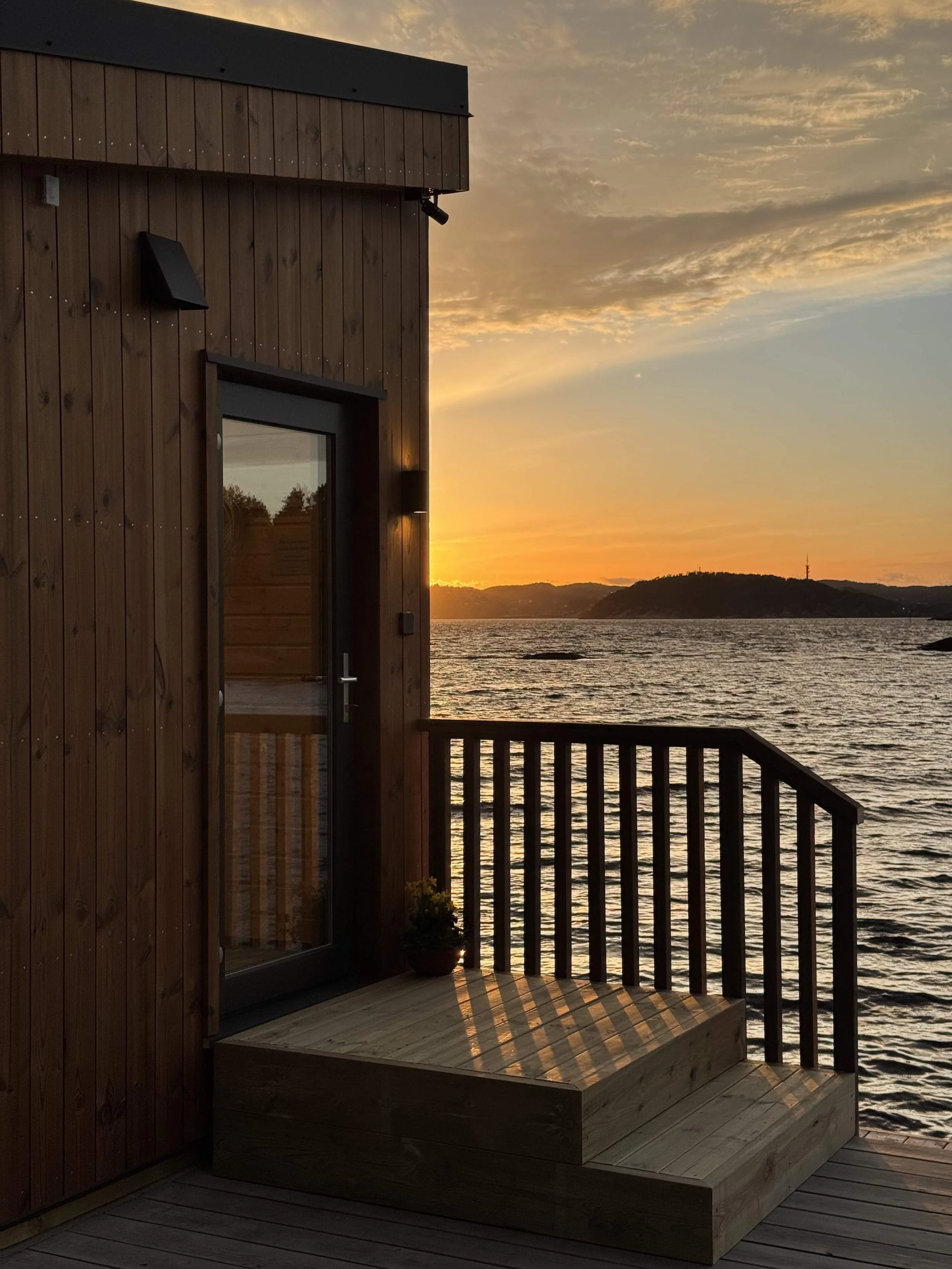 Utsiktsbilde fra bryggen til Smeigedag Sauna i Kristiansand