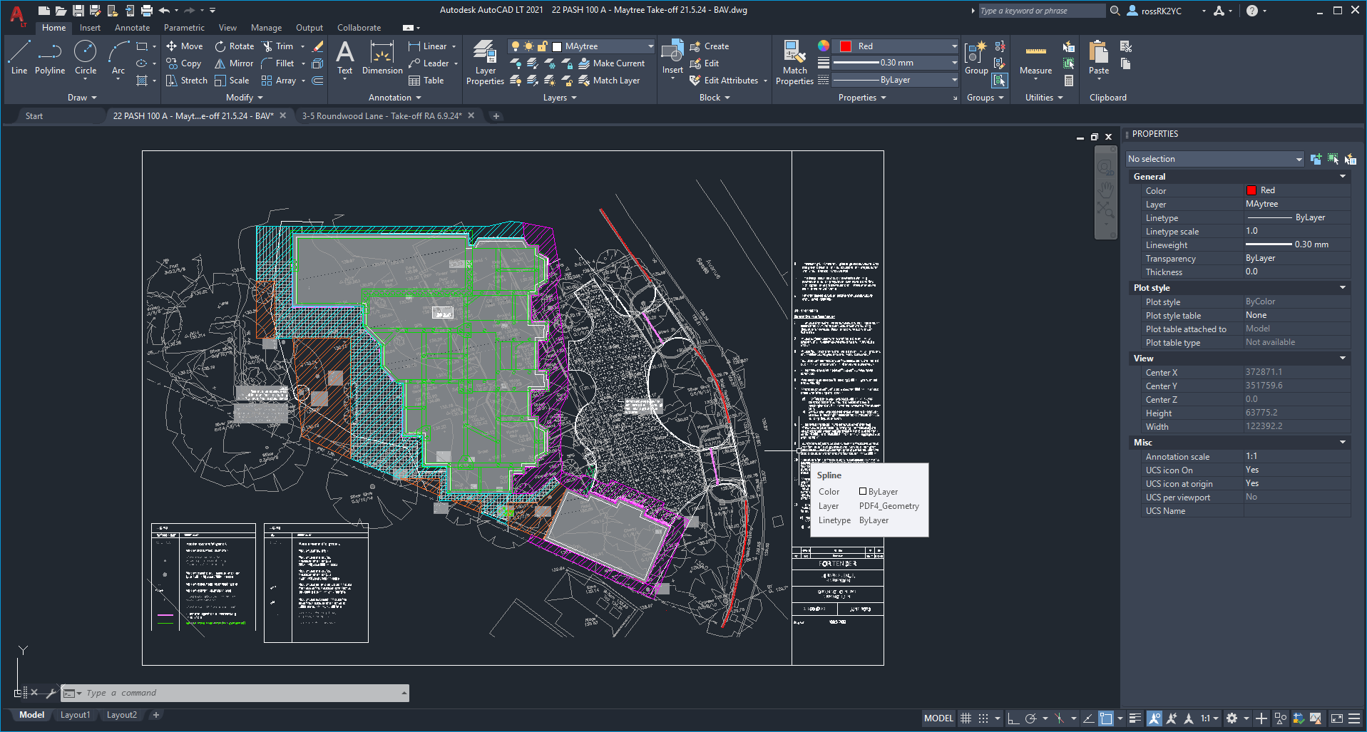 AutoCAD design files being accurately measured for external paving areas