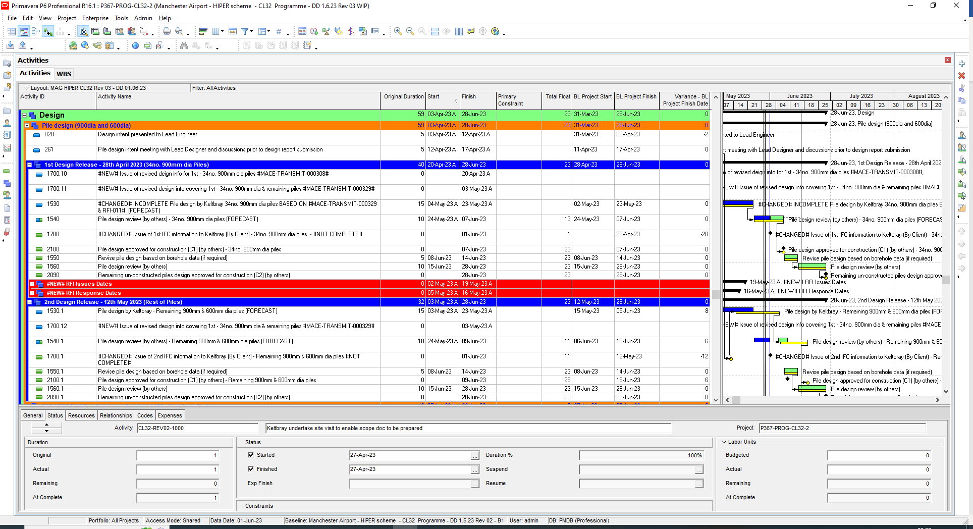 Construction Programme using Primavera P6