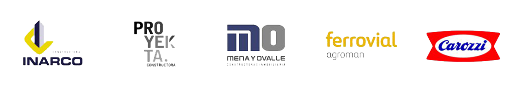 Una franja horizontal con varios logotipos de empresas en diferentes colores y estilos.