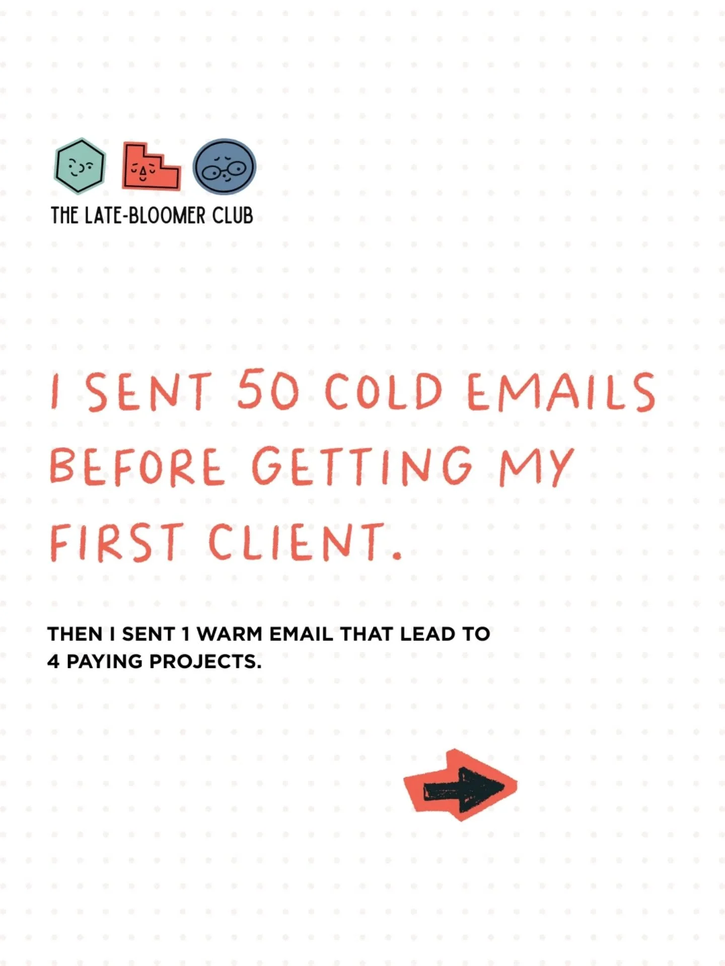 I sent 50 cold emails to strangers before I got my first illustration client. Zero results. 💀

Then I sent ONE casual message to an acquaintance I'd worked with before. Four projects later, here we are.

The big difference? TRUST. They already knew 