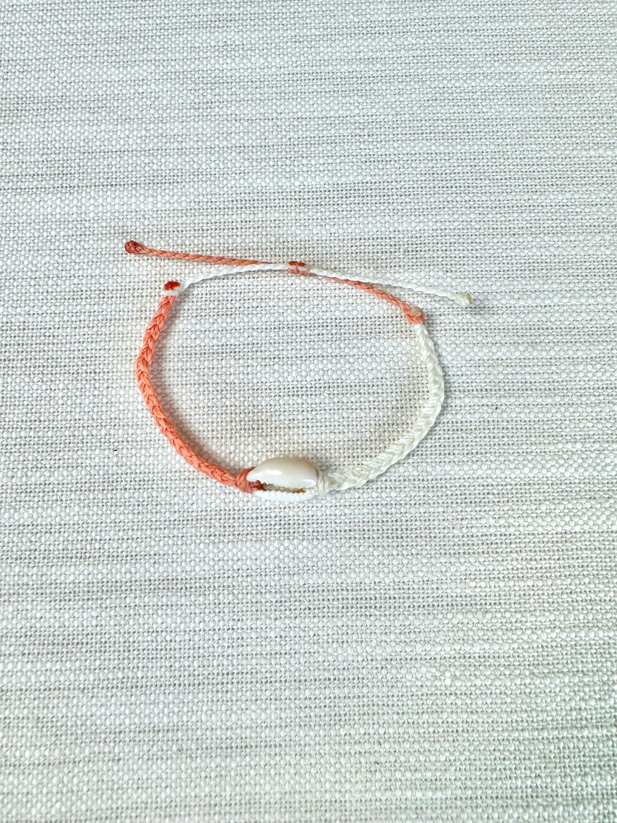 Lifeguard, White & Coral, Half and Half Shell Bracelet