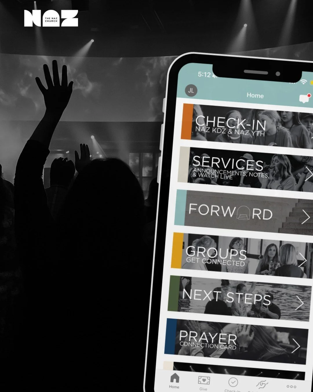 Have you downloaded the Church Center app yet? 📲 Church Center is The Naz&rsquo;s central hub for staying connected to all things church and community. From Sunday announcements and kids check-in to group connections and event registration, the Chur