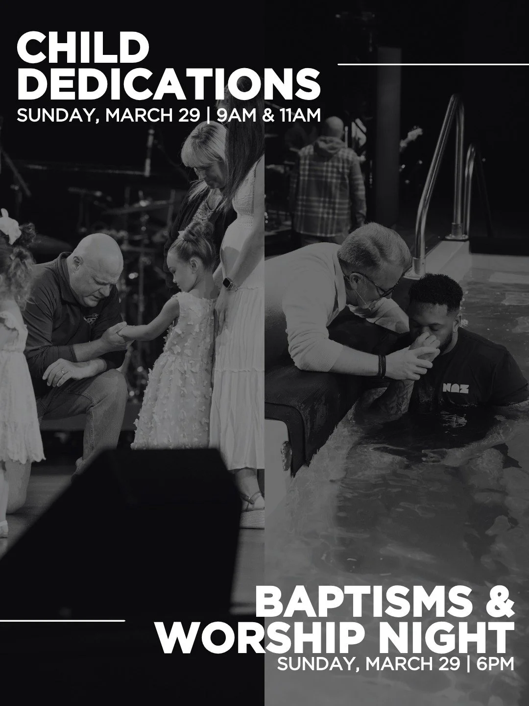 We are less than one week away from a very special Sunday in the life of our church 🕊

Join us during both 9AM and 11AM services as we celebrate families dedicating their children to the Lord

Later that night, come worship with us as we watch indiv