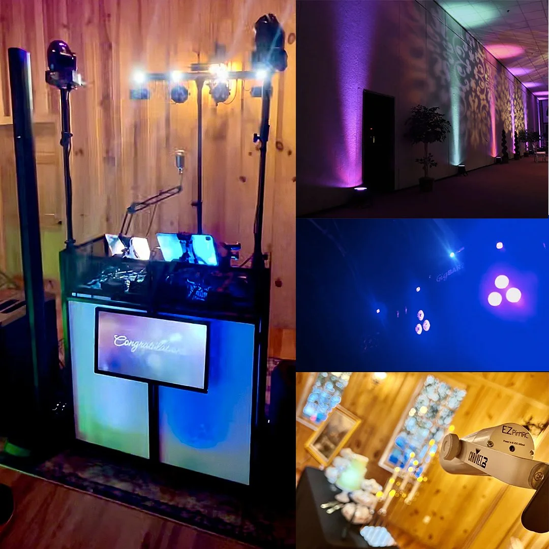 professional Houston wedding uplighting moving lights and dance floor lighting