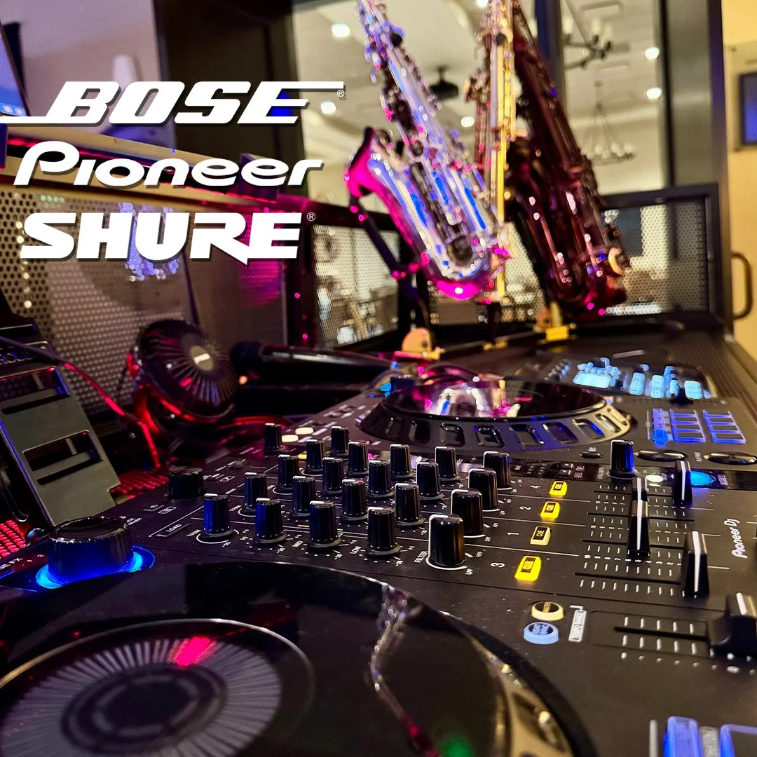 Premium Houston Sax DJ audio equipment featuring Bose, Pioneer and Shure