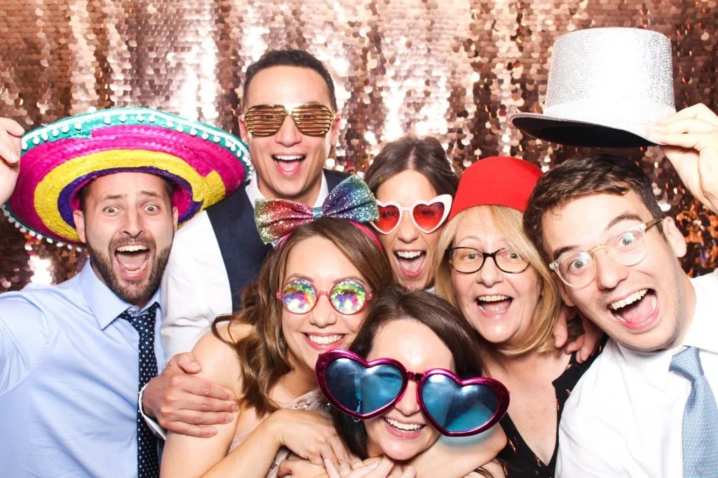 Houston wedding photo booth with props backdrop and professional prints