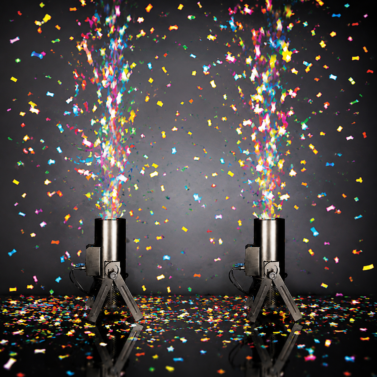 Confetti cannons creating a dramatic celebration effect at a Houston wedding reception