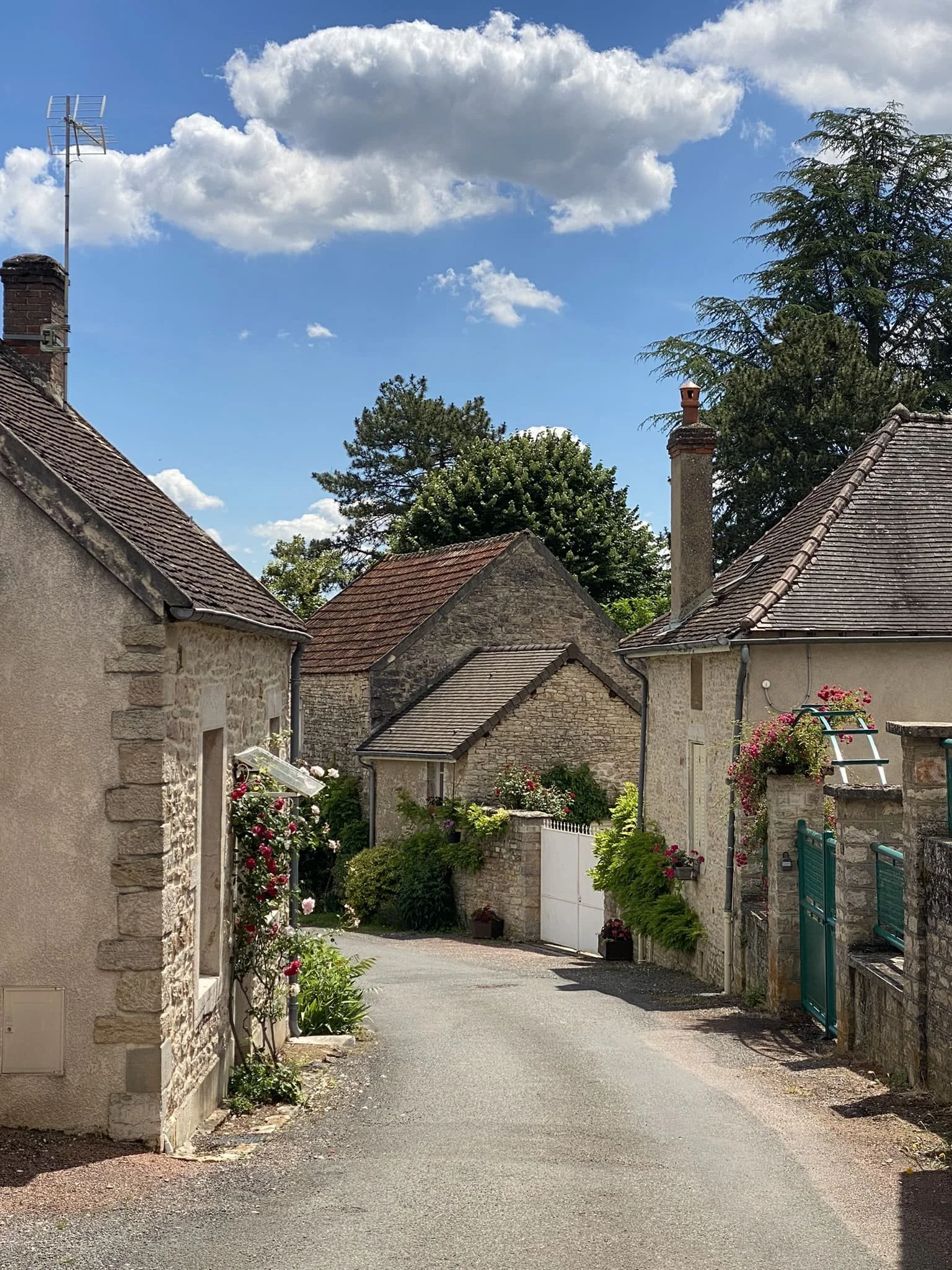 harming stone village street in Burgundy, France