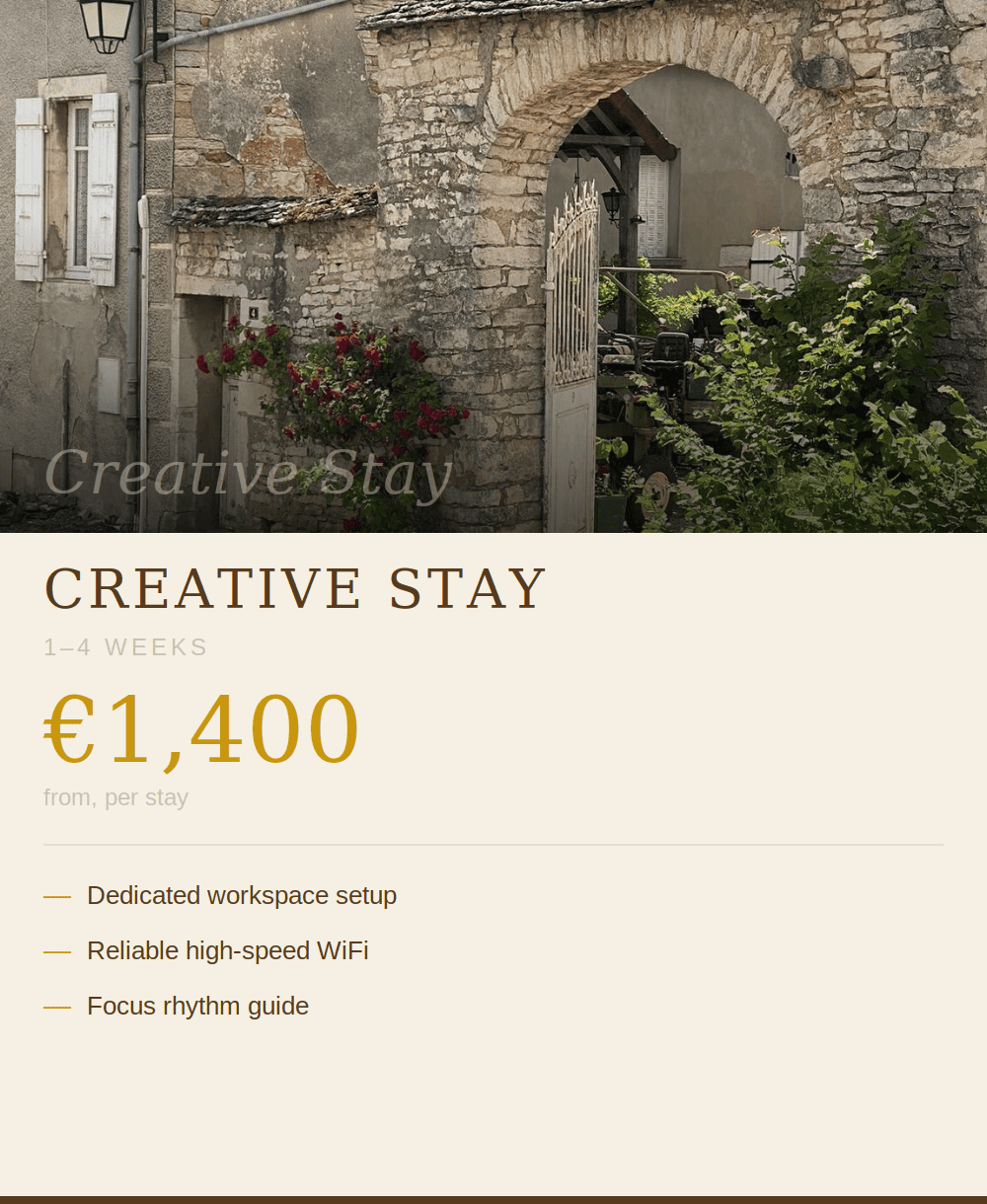 Creative Stay retreat at stone gîte in Burgundy, France