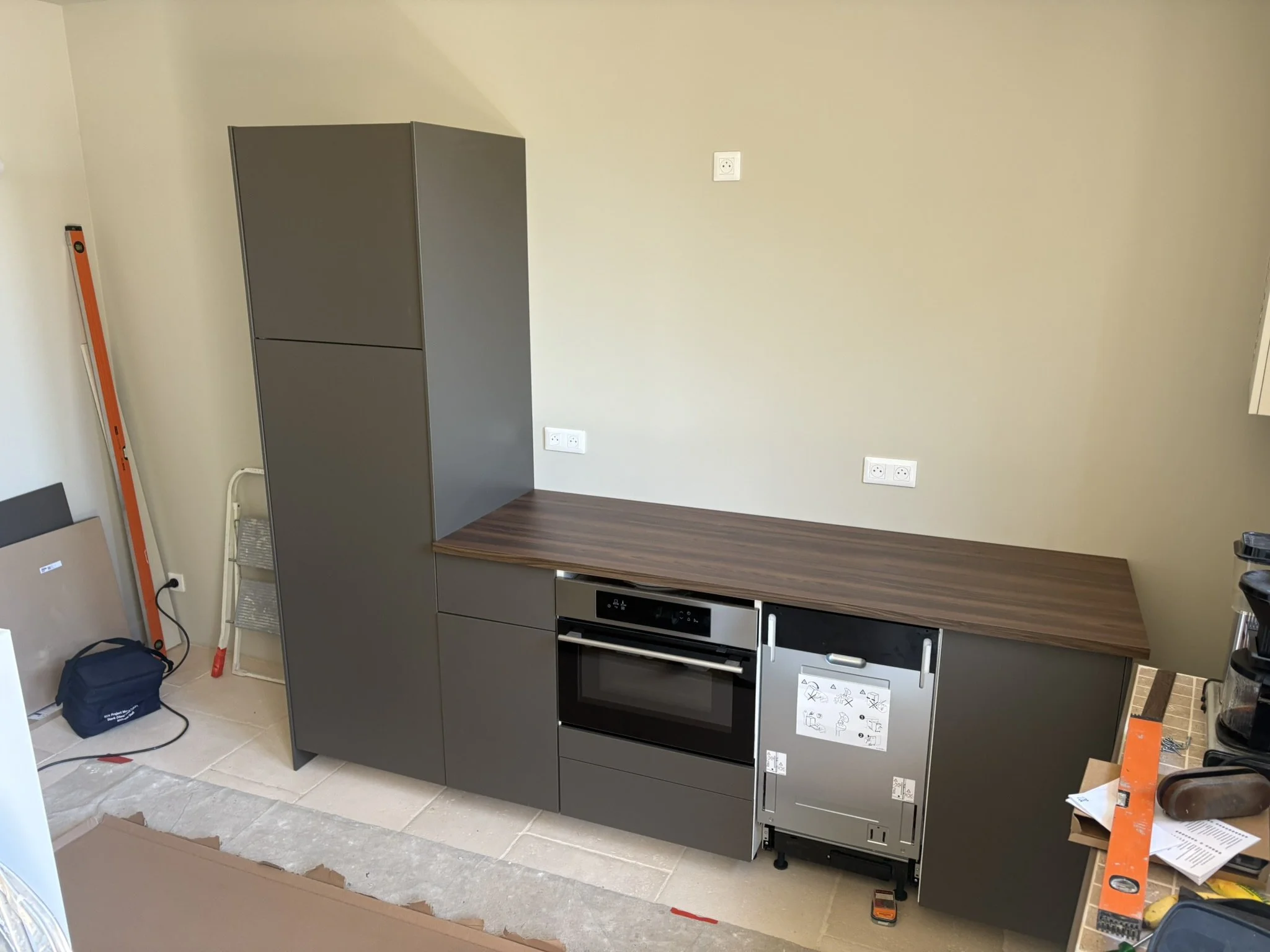 Kitchen installation at La Tour holiday retreat, Burgundy