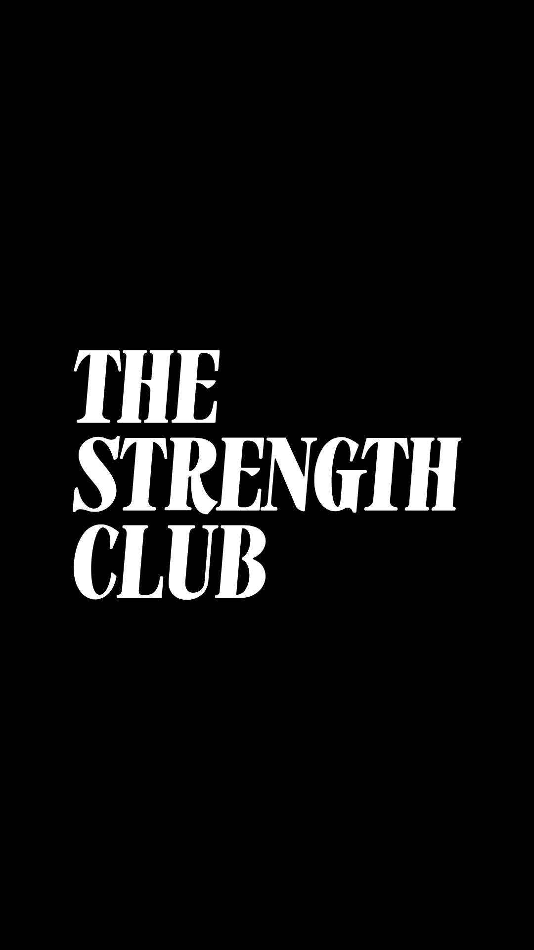 The logo of The Strength Club with white text on a black background.