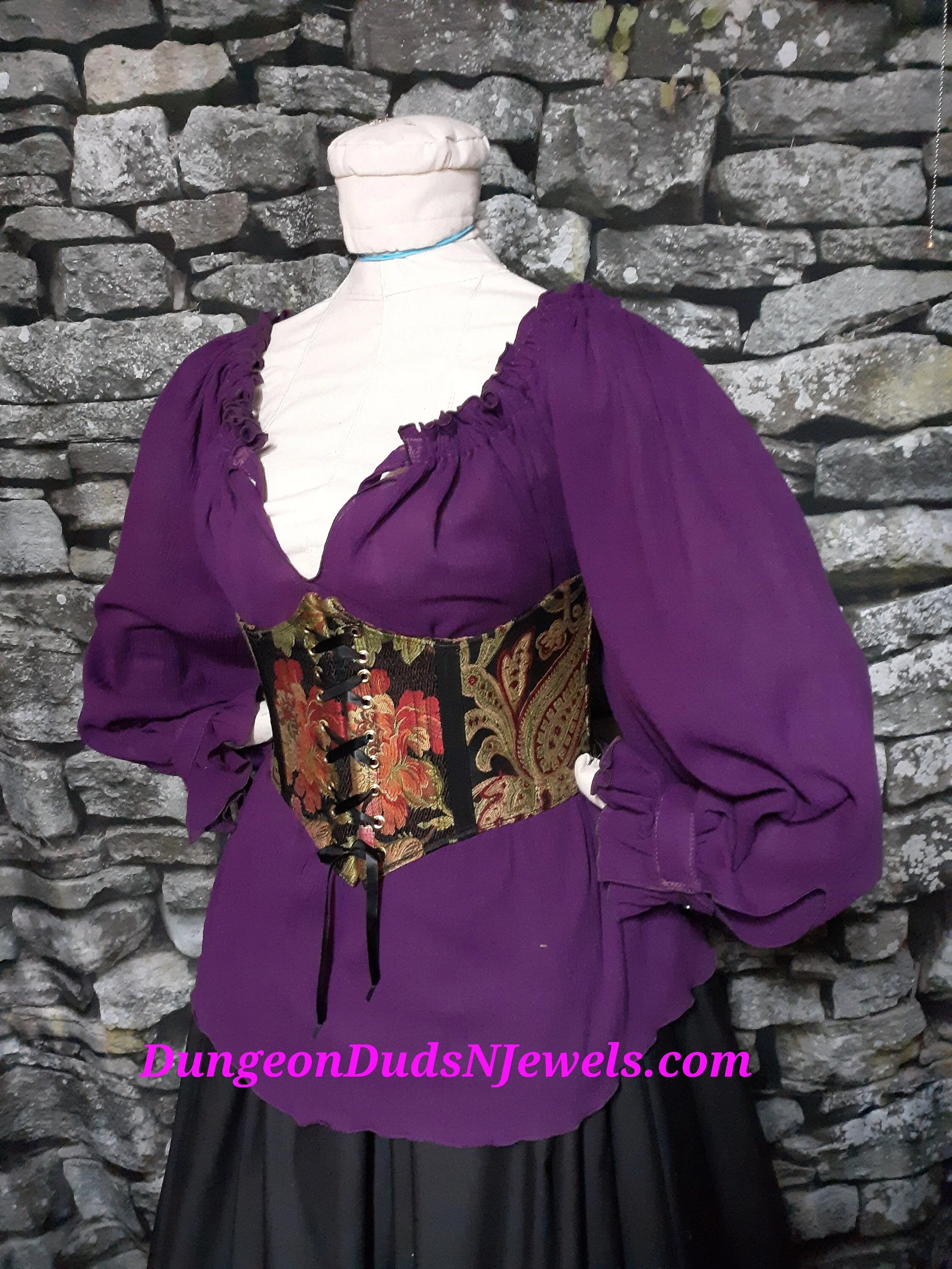 DDNJ Choose Your Fabric Front Lace Back Lace Underbust Corset Plus Custom Made ANY Size Renaissance Steampunk Witch Pirate Dress Fairy Vampire Cosplay Costume LARP S M L XL 1X 2X 3X 4X 5X