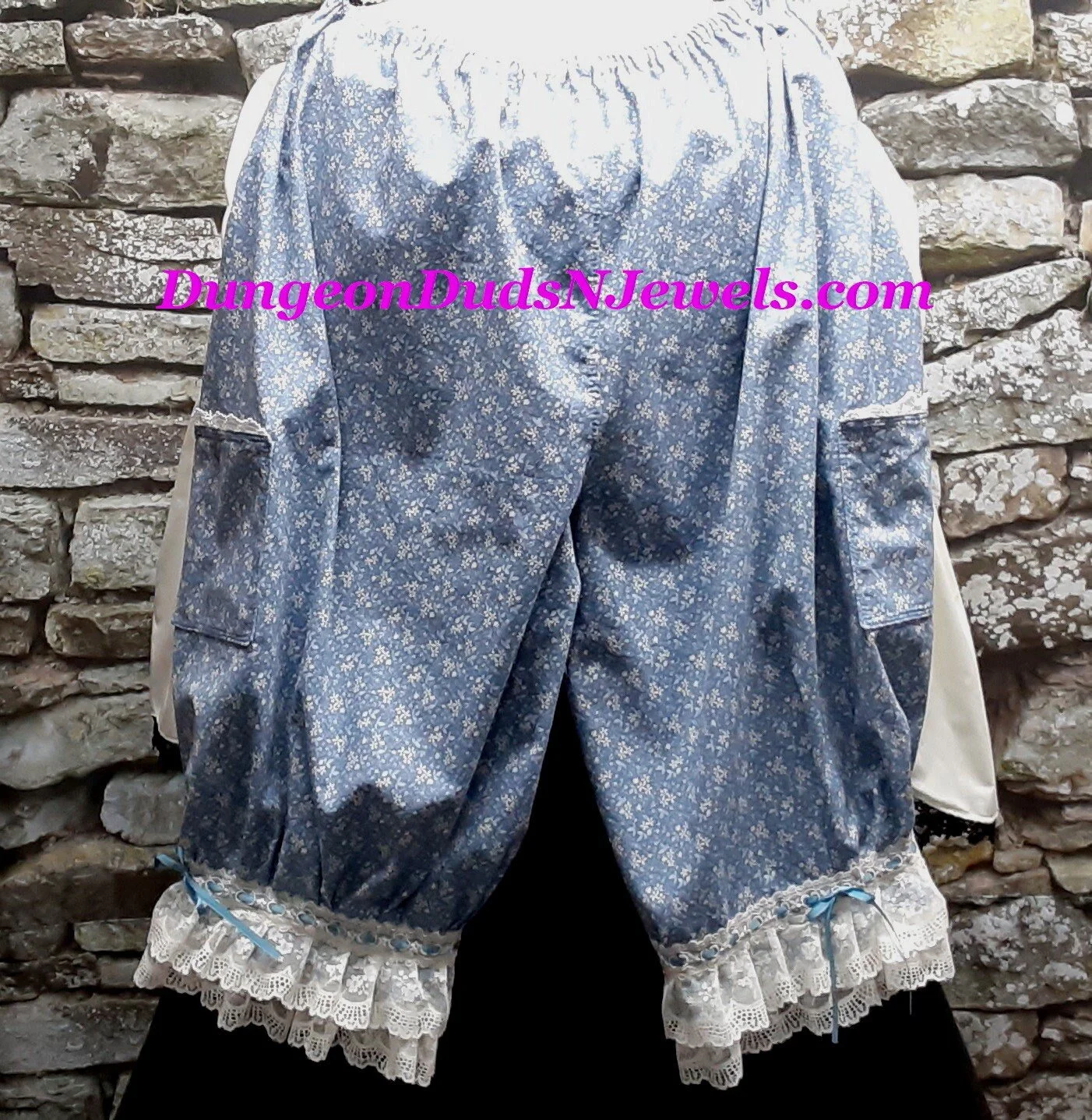 DDNJ Cotton "Southern Blues" Bloomers W/Side Pockets Plus Custom Made Any Size Renaissance Steampunk Witch Pirate Dress Fairy Vampire Cosplay Costume LARP