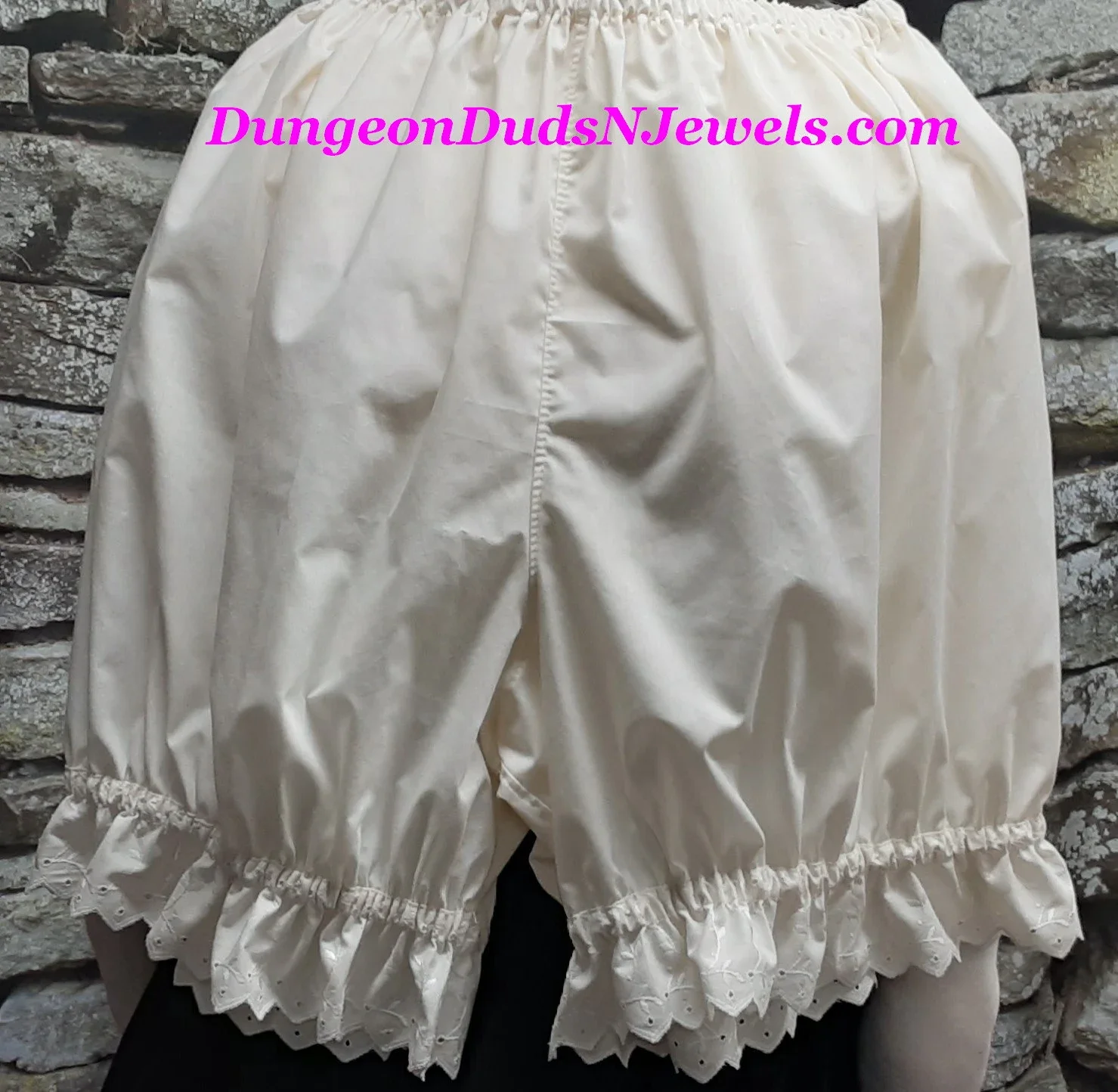 DDNJ Choose Color Cotton Ruffle Cuff Booty Short Bloomers Embroidered Lace Plus Custom Made Any Size Renaissance Steampunk Witch Pirate Dress Fairy Vampire Cosplay Costume LARP