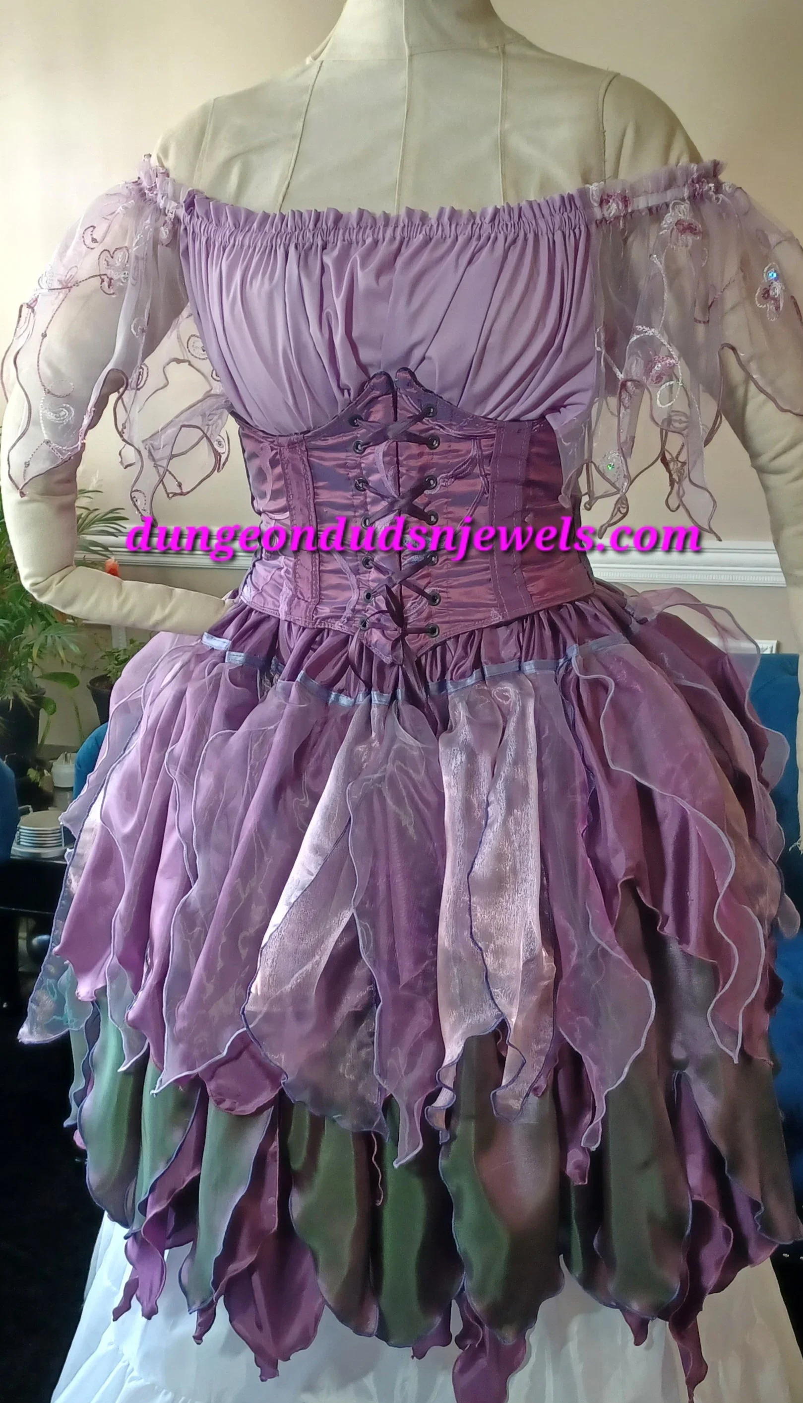 DDNJ Reversible Underbust Corset 4 Piece Fairy Outfit Plus Custom Made Any Size Choose Your Fabric Renaissance Pirate Wench Fairy Witch Steampunk Cosplay LARP Dress S M L XL 1X 2X 3X 4X 5X
