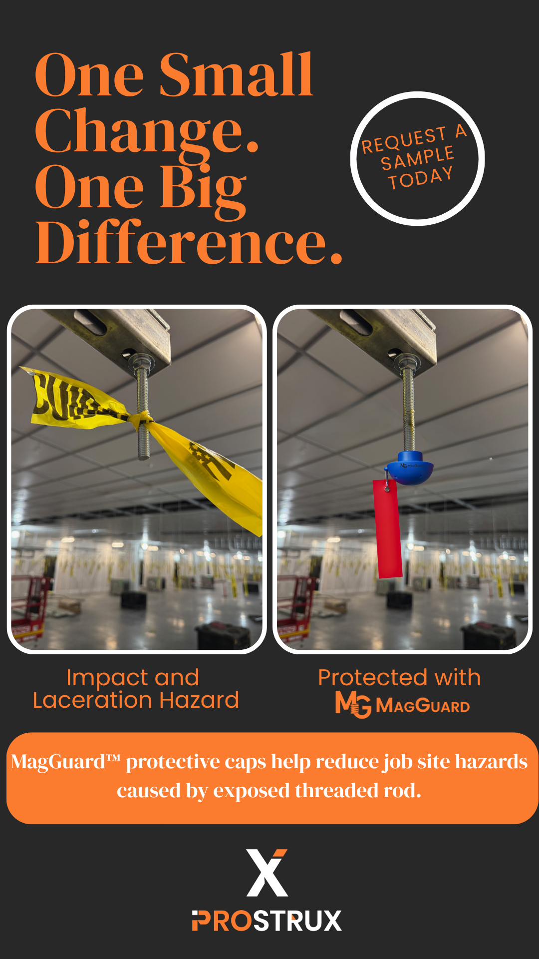 ProStrux Magguard - threaded rod guard and safety comparison overhead hazard