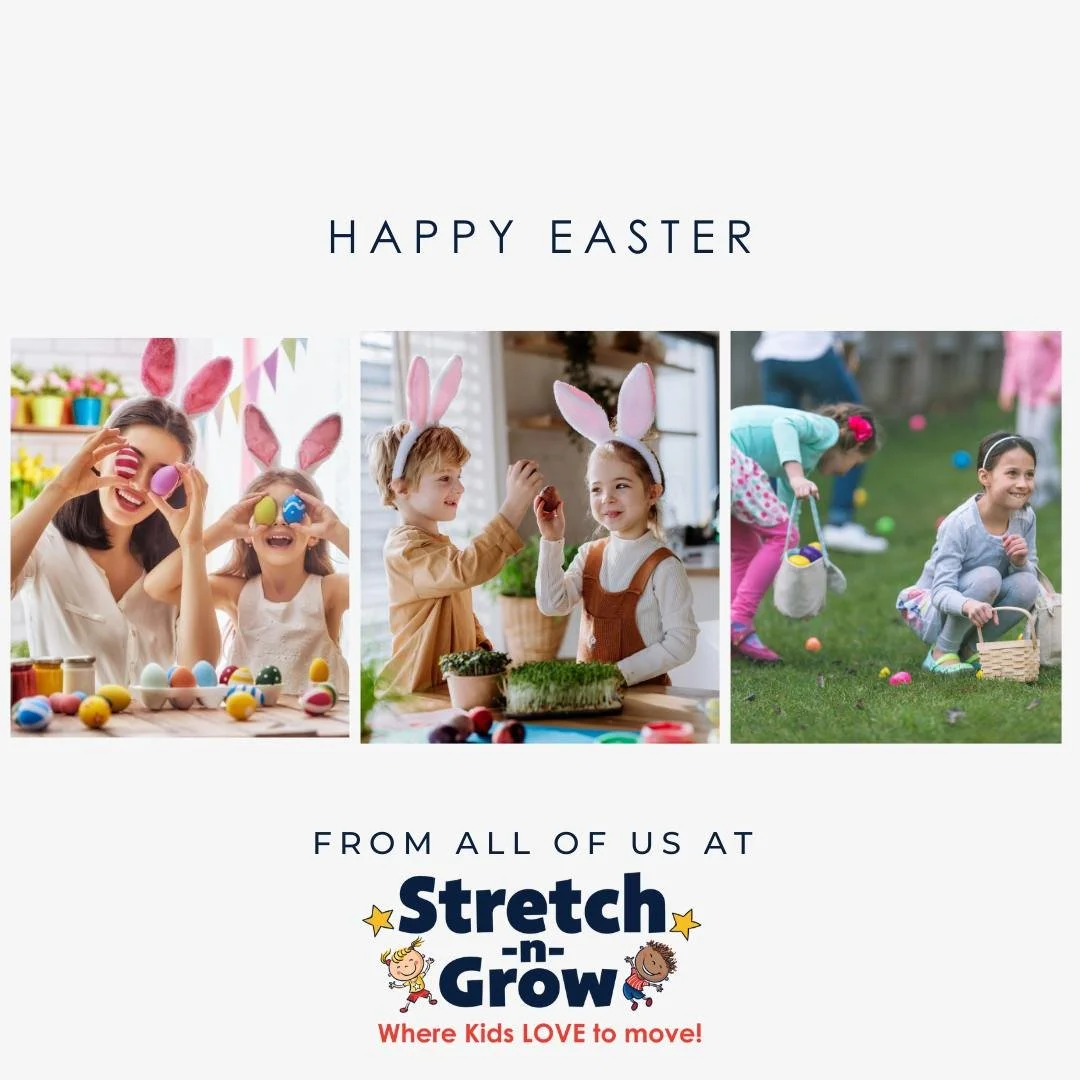 Happy Easter from all of us at Stretch-n-Grow!

We hope your day is filled with joy, family time, and lots of movement &mdash; because kids were made to move, celebrate, and smile big. 🐣🌷

#sngintl #stretchnggrow #stretchnggrowinternational #happye
