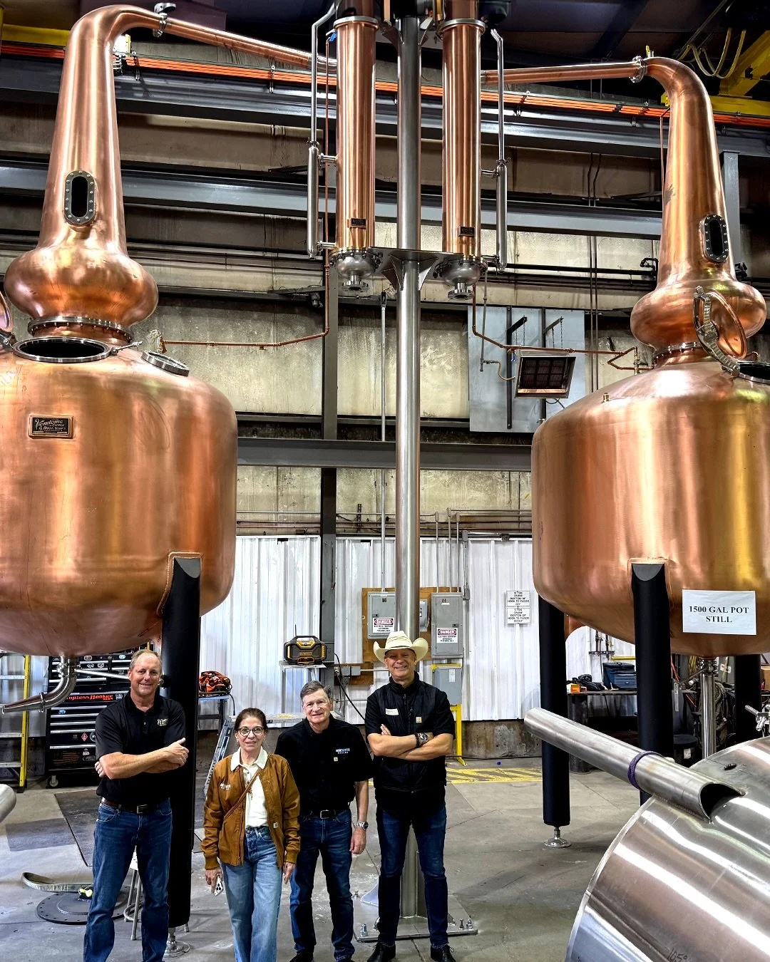 Our beautiful stills are finished and ready for their journey home to Manchester, Kentucky. 
Crafted by Vendome Copper and Brass Works in Louisville, these stills took 18 months to complete. On the right is a 1,500-gallon wash still, and on the left,