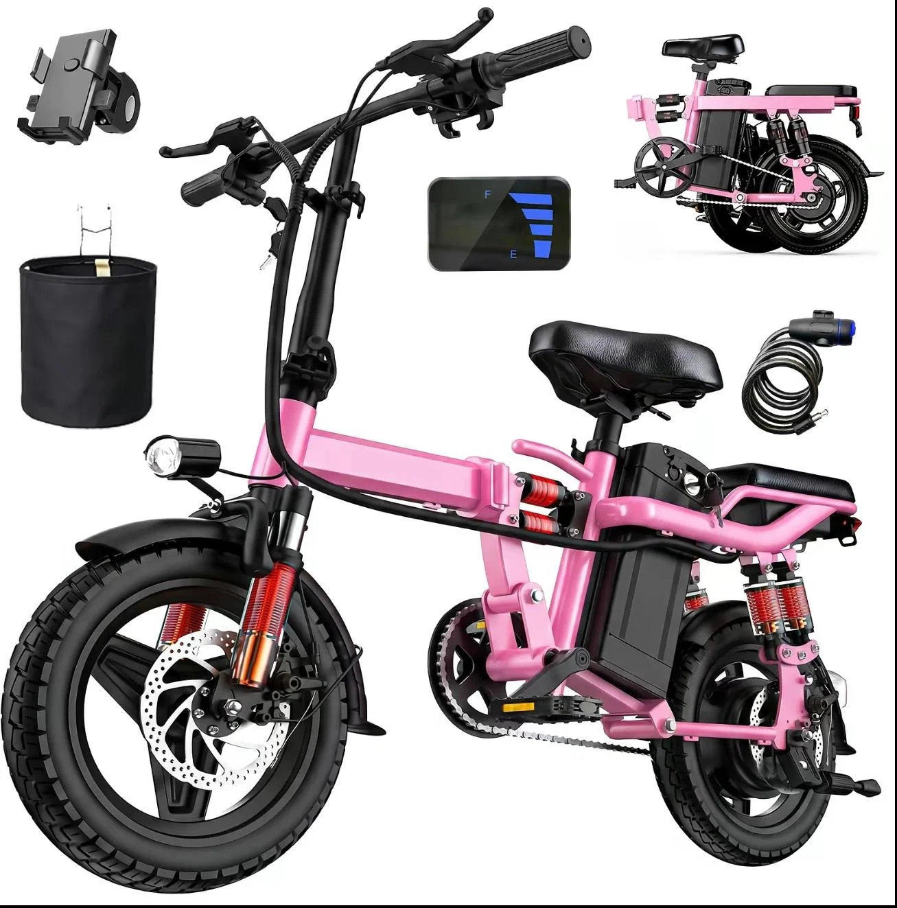 Scooter Electrico 750W motor 40V20Ah ,30 miles range, 500lbs max. Color Rosa