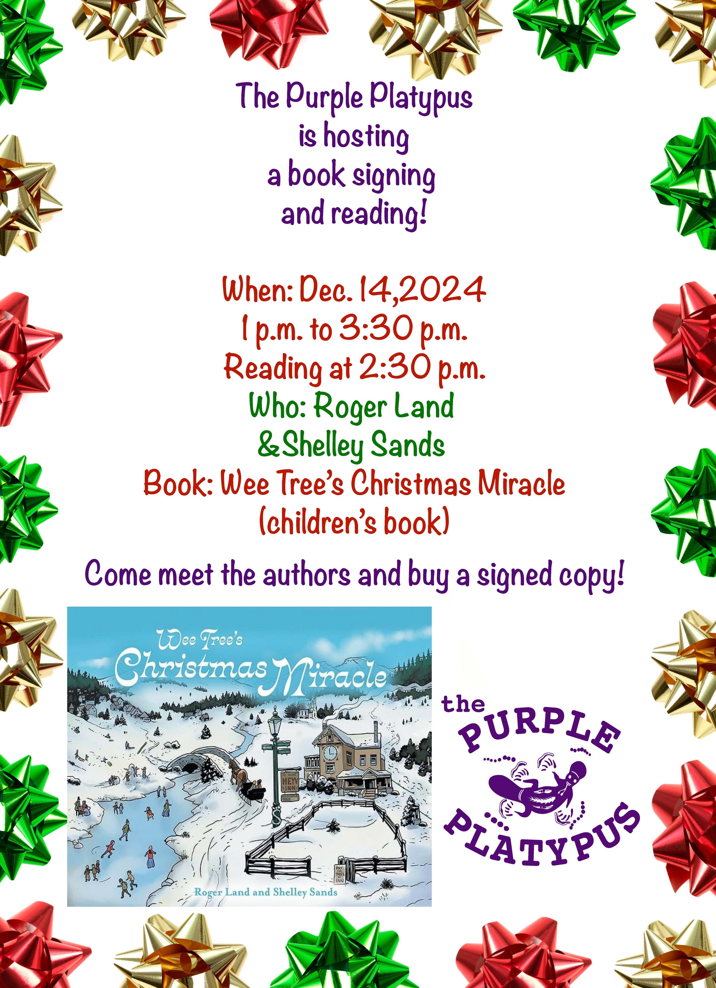 Wee Tree Christmas Miracle book signing & reading